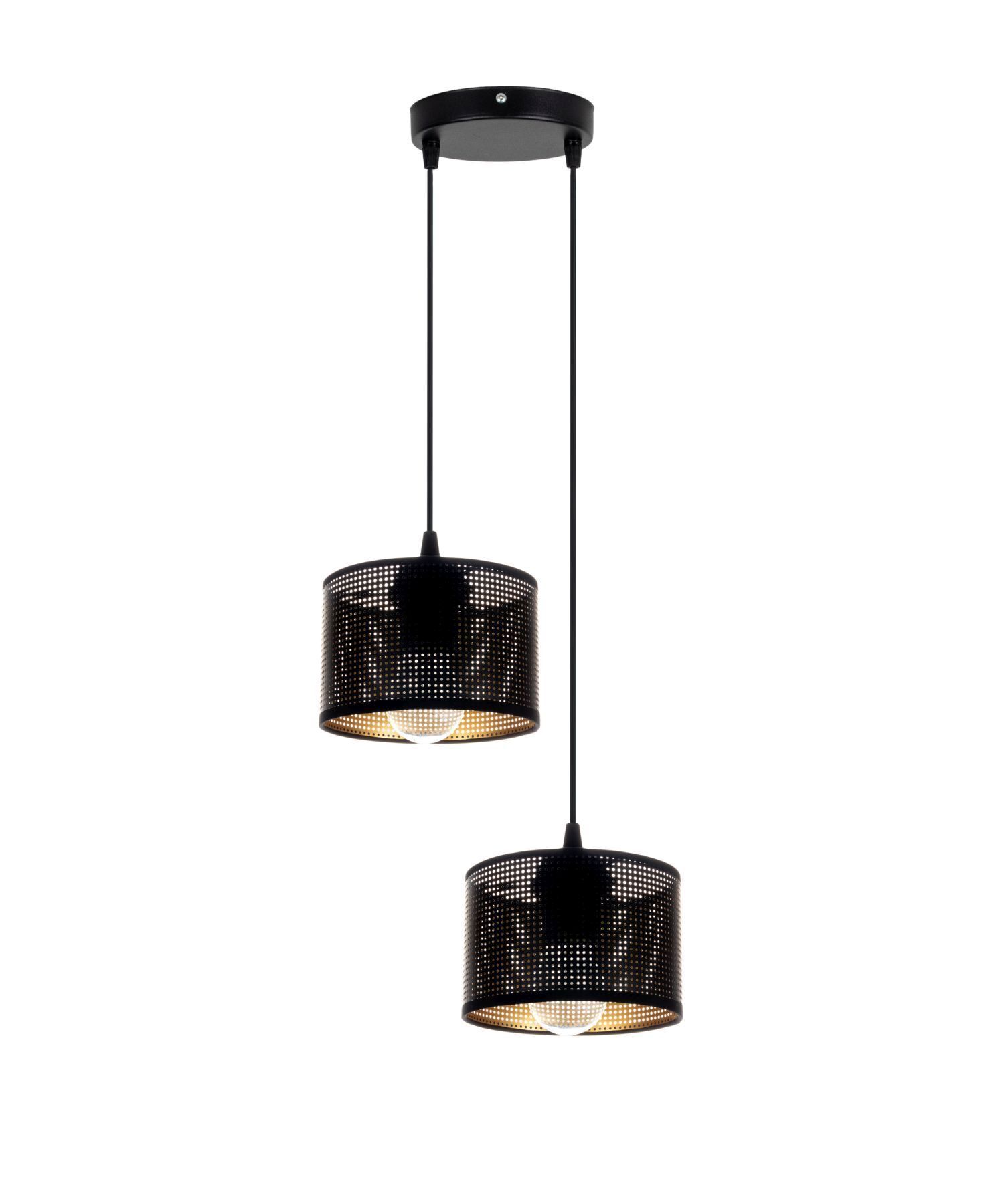 Hängelampe Metall Loft 2-flmg E27 B:30 cm Schwarz Gold Lampe, Leuchte, Deckenleuchte