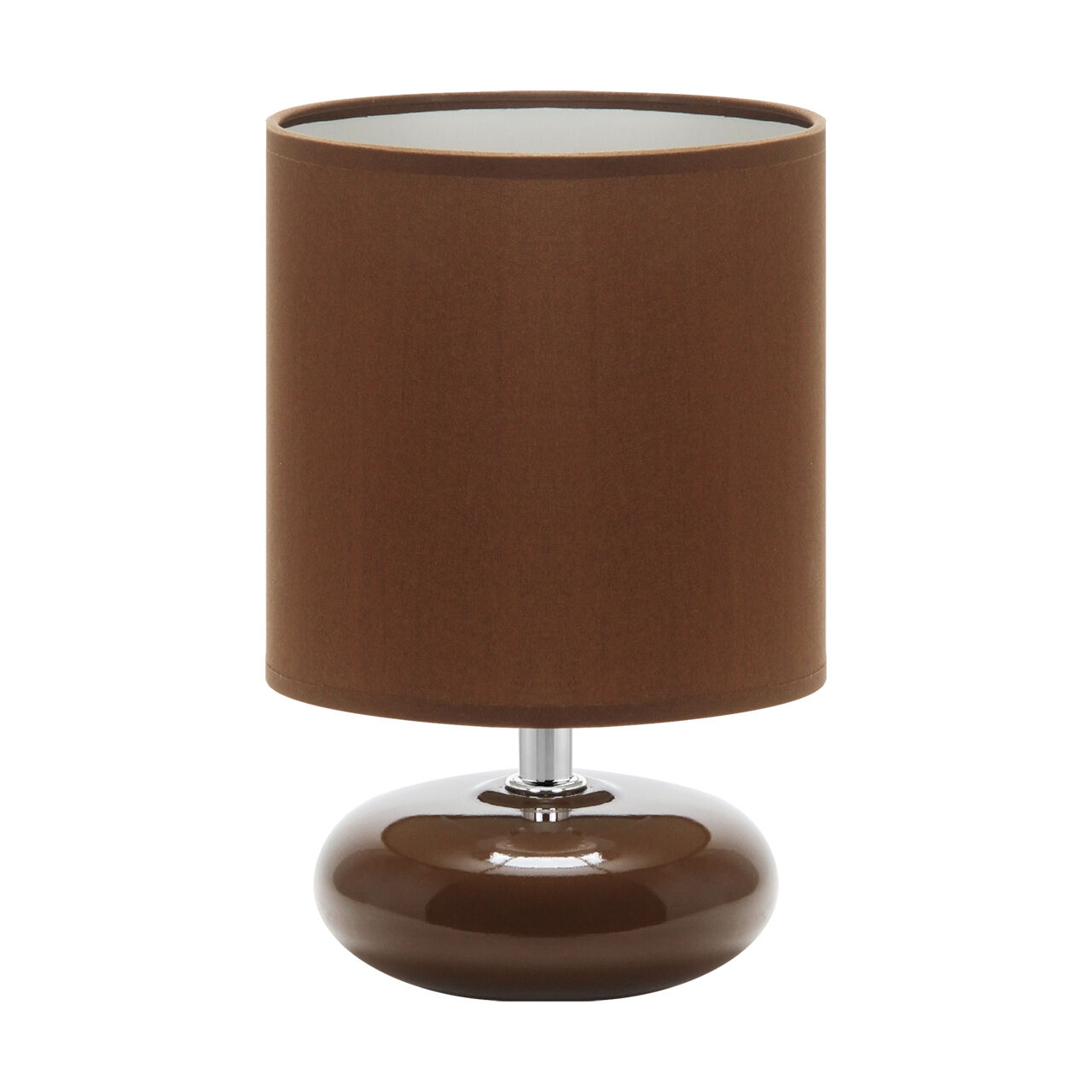 Kleine Tischlampe Keramik Stoff E14 20 cm Braun