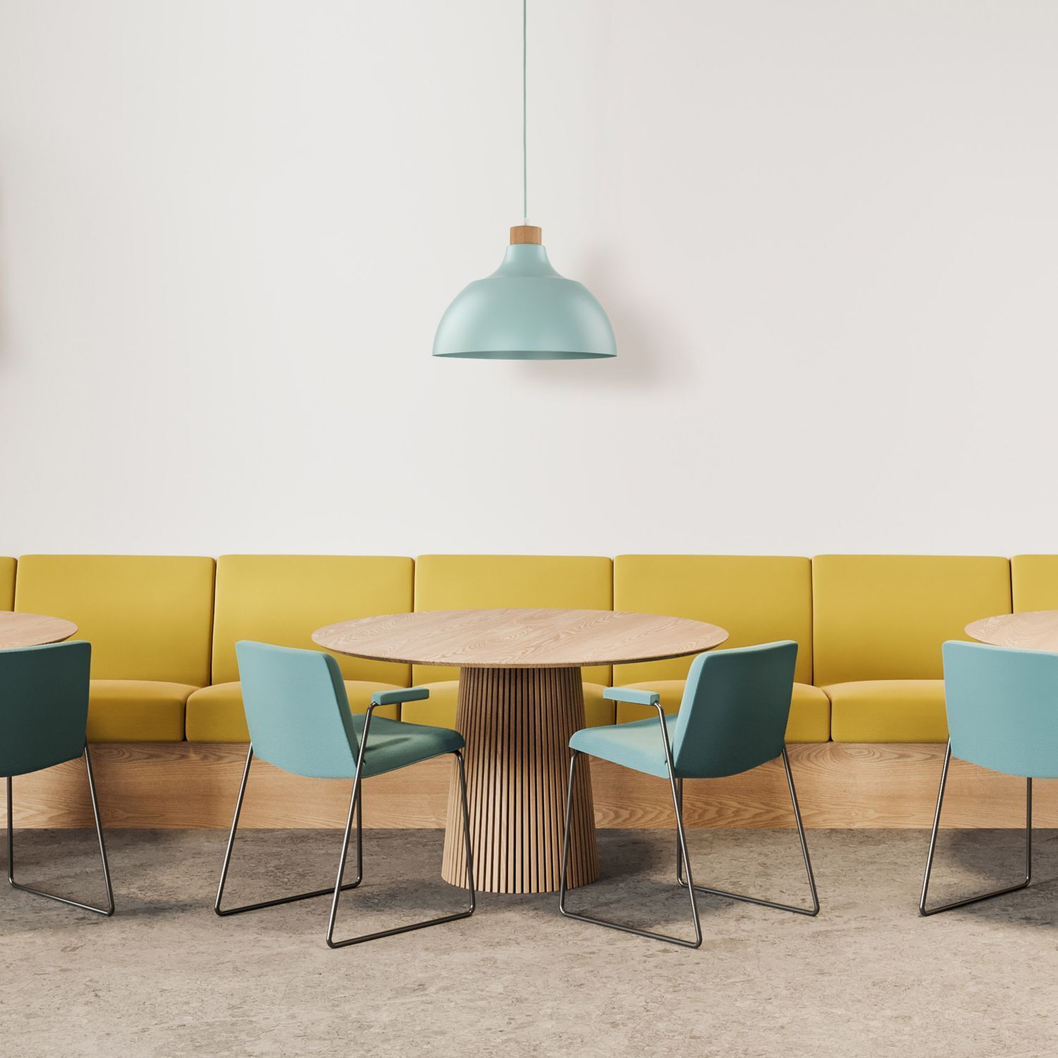 Hängelampe Metall Holz Ø 34 cm rund Mint Grün E27 Retro Moebel, Tabelle, Esstisch, Innenarchitektur, Esszimmer