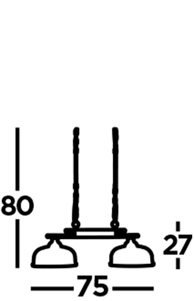 Billardleuchte 2-flammig B: 75 cm in Silber Klar E27