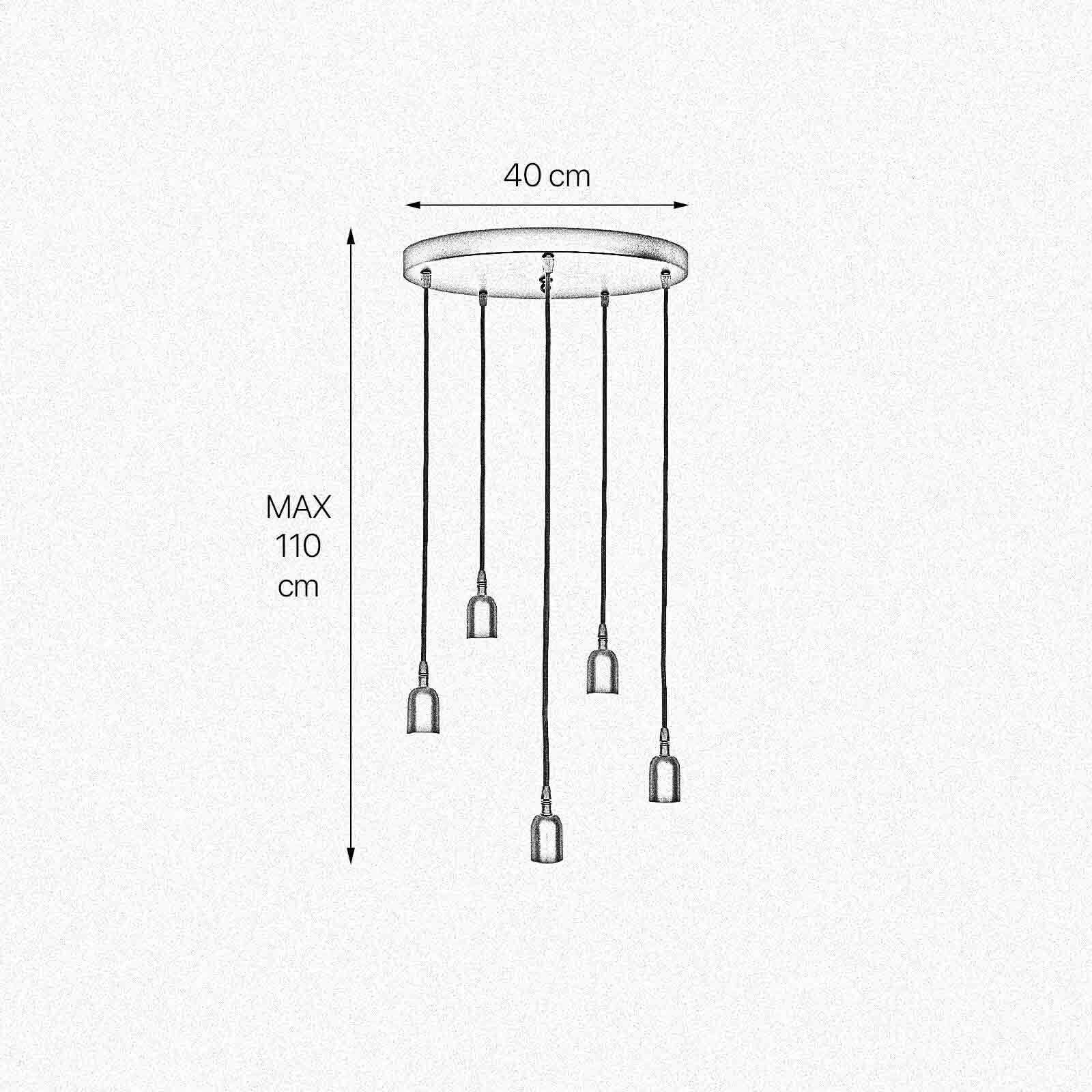 Hängelampe Schwarz 5-flammig E27 Ø 40 cm Messing Eisen