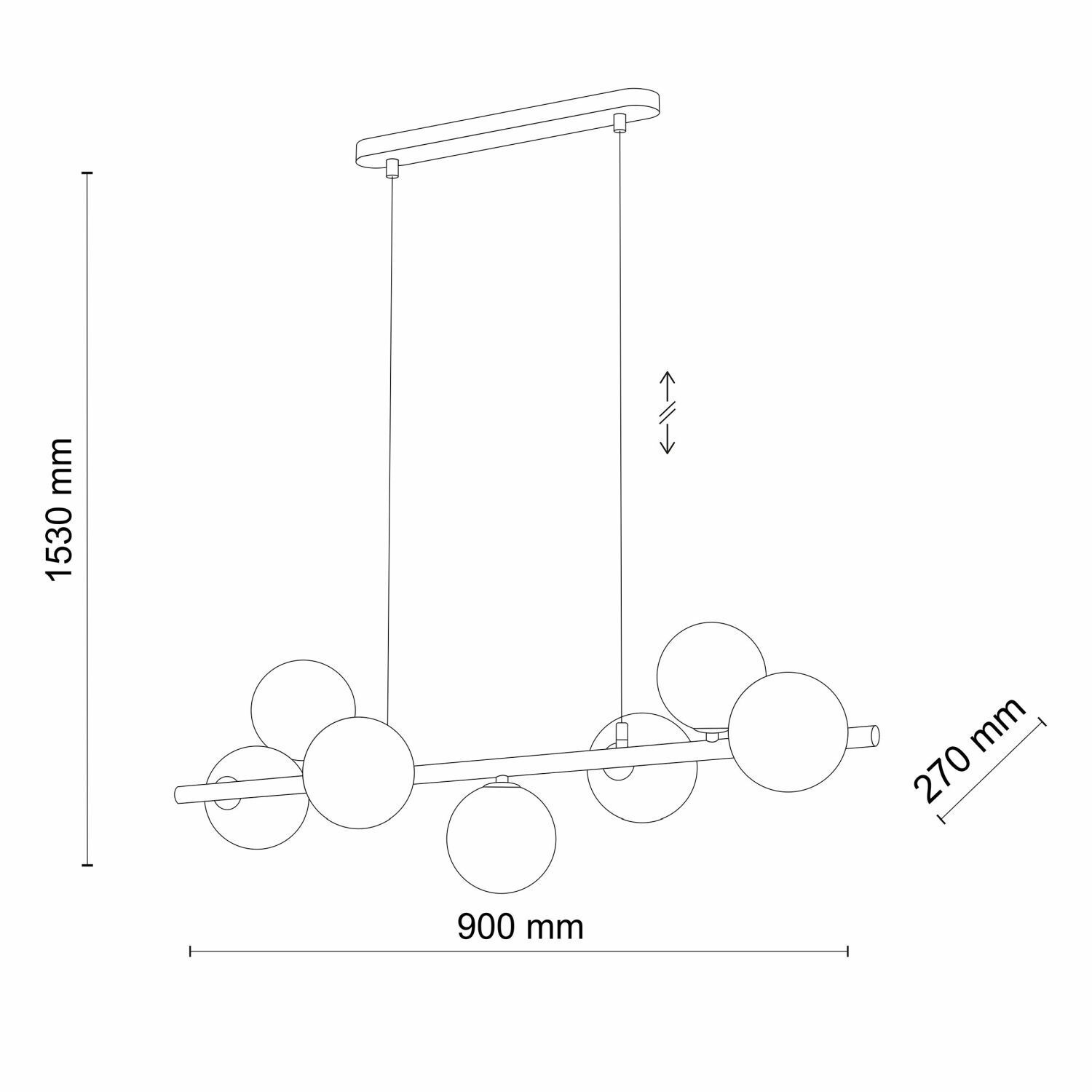 Hängeleuchte Glas Metall 116 cm breit Schwarz Graphit