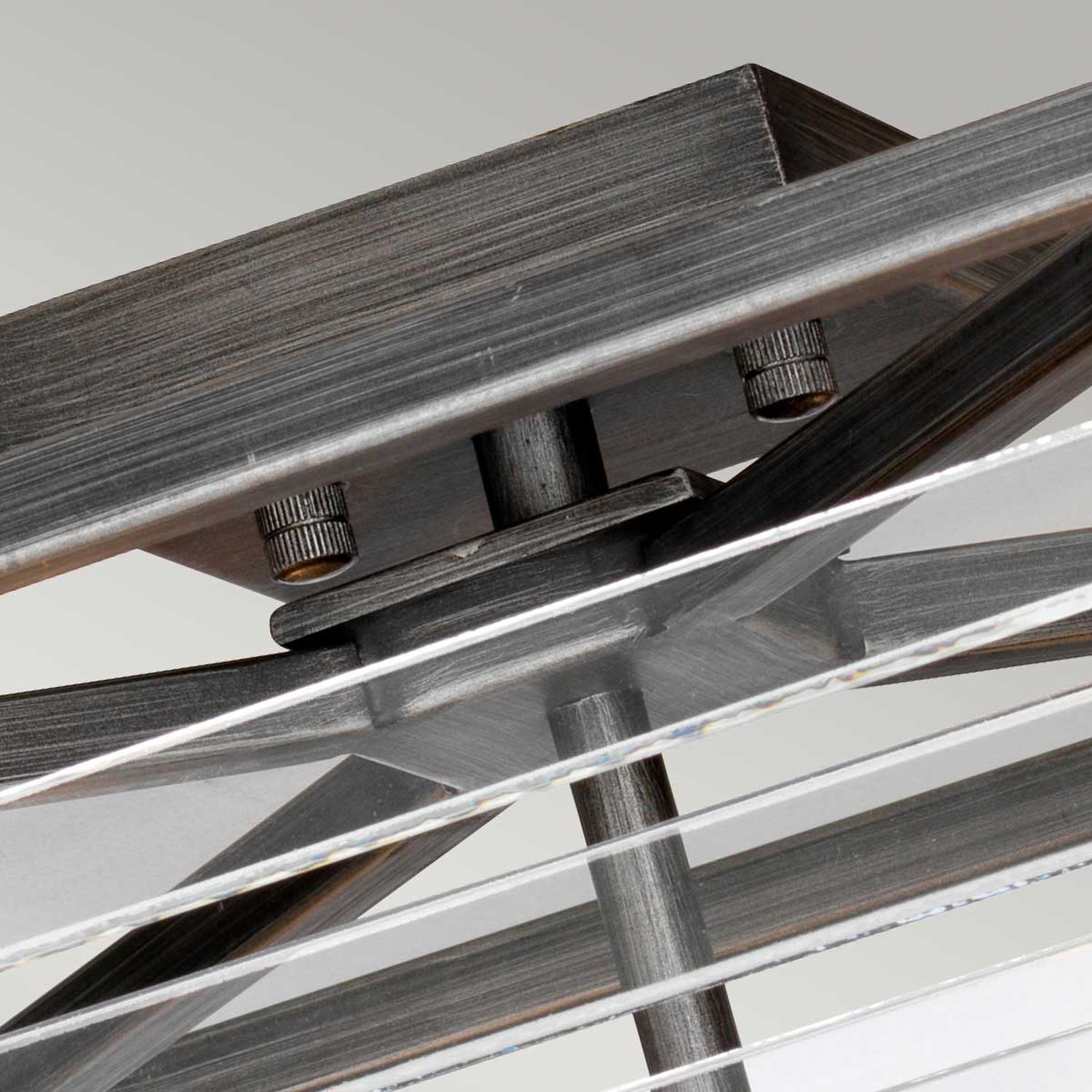 Deckenleuchte Metall Glas 39,2 cm breit Gunmetal Grau