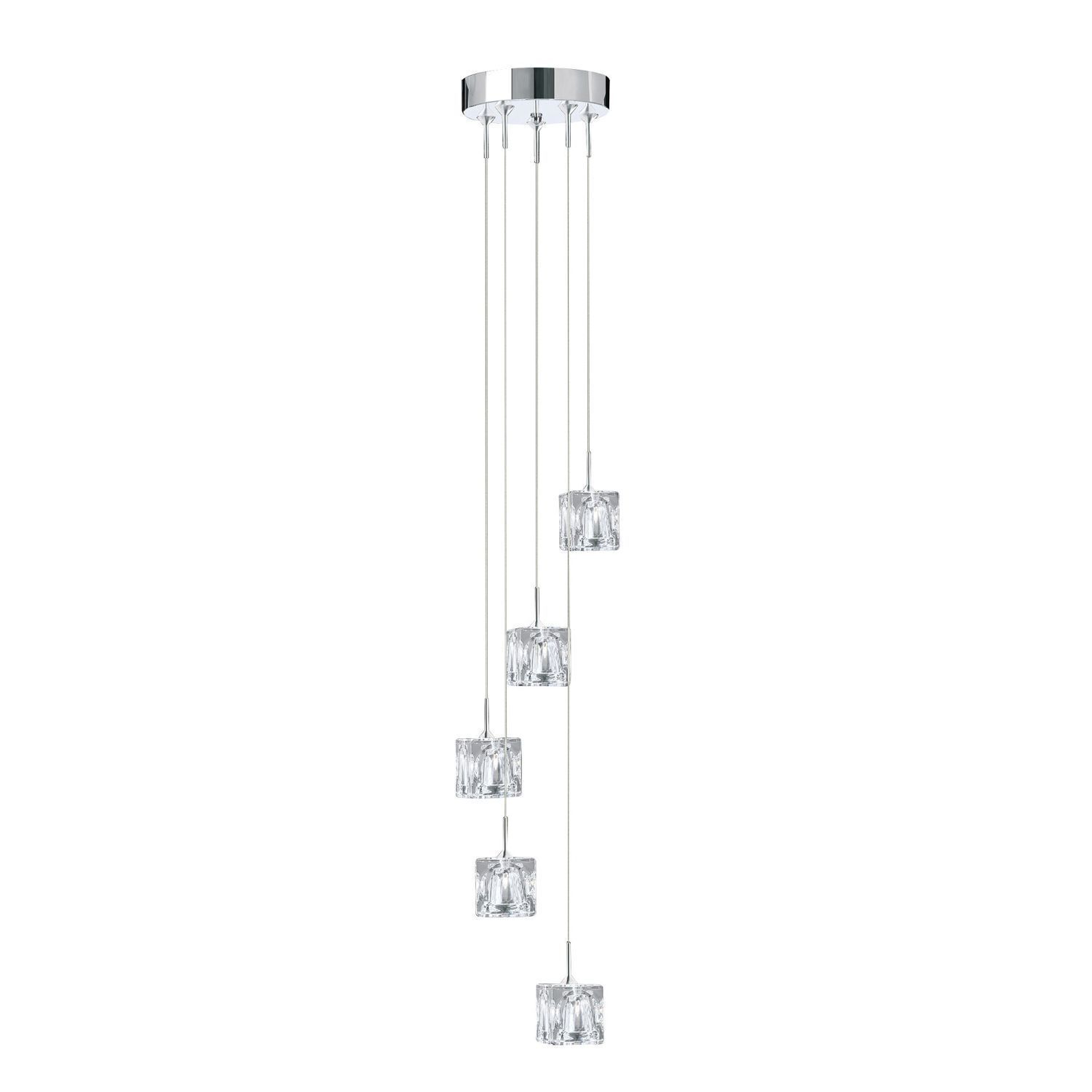 LED Hängelampe in Chrom Glas Metall 3000 K 5-flammig