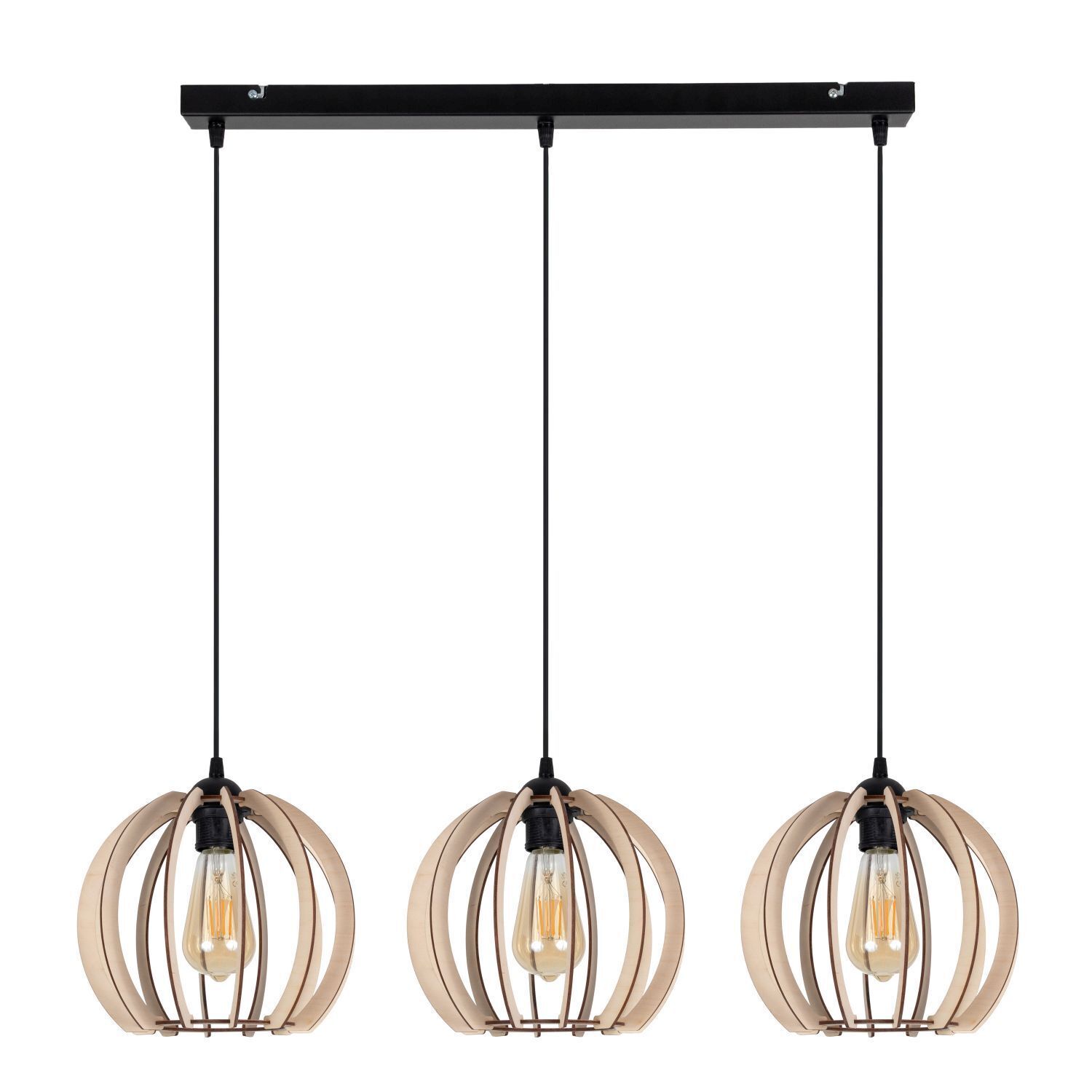 pendant light, three lights, wooden frame, industrial, hanging lamp