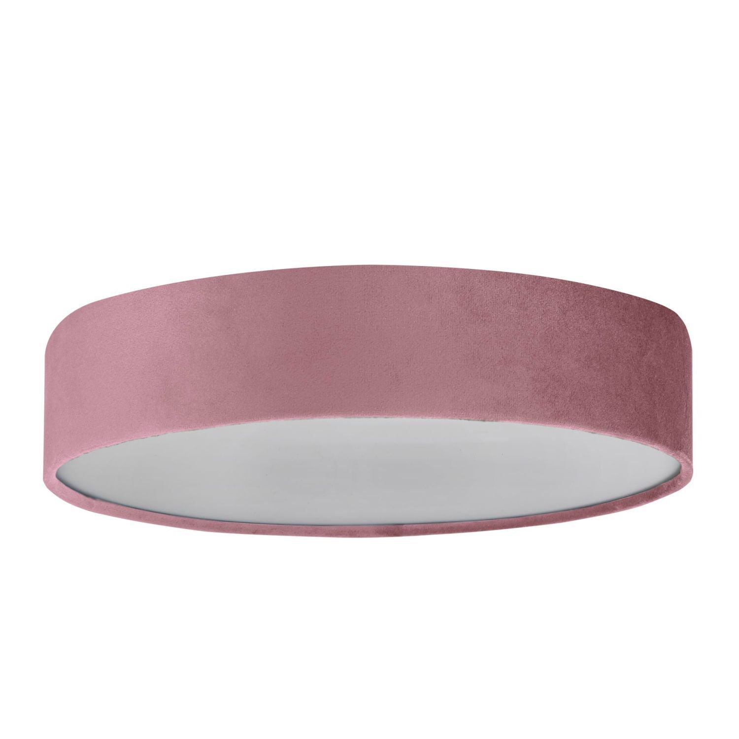 Deckenleuchte rund Ø 50cm H: 10cm Rosa Samt Schirm 3x E27