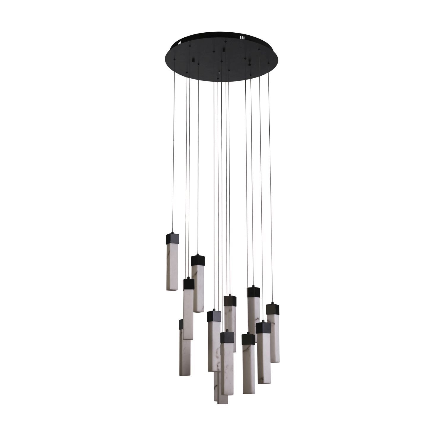 LED Hängelampe Stahl Harz Ø60 cm 3000 K Schwarz Marmor Leuchter, Lampe, Glockenspiel, Musikinstrument