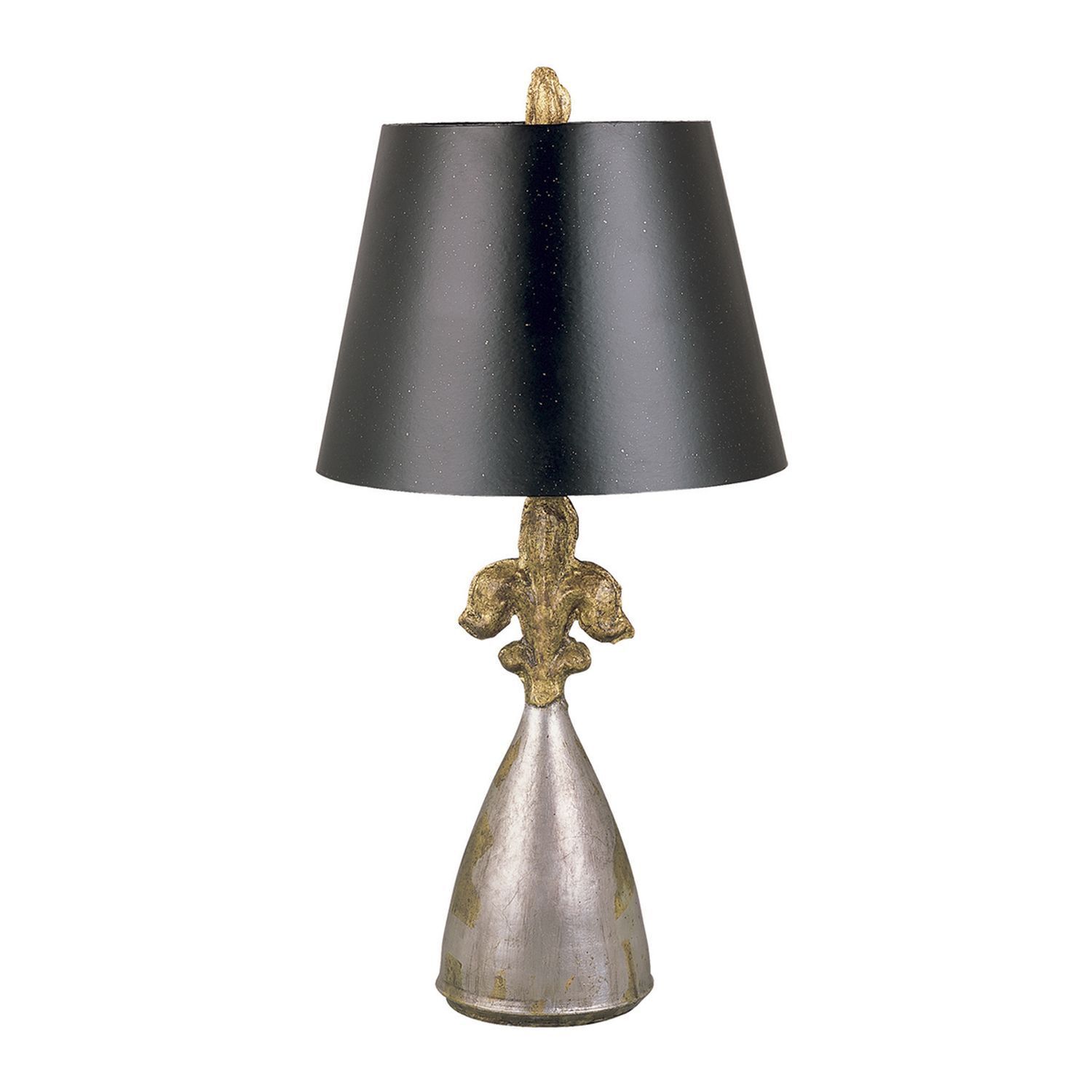 Tischleuchte Stoffschirm in Schwarz Silber Gold 61 cm