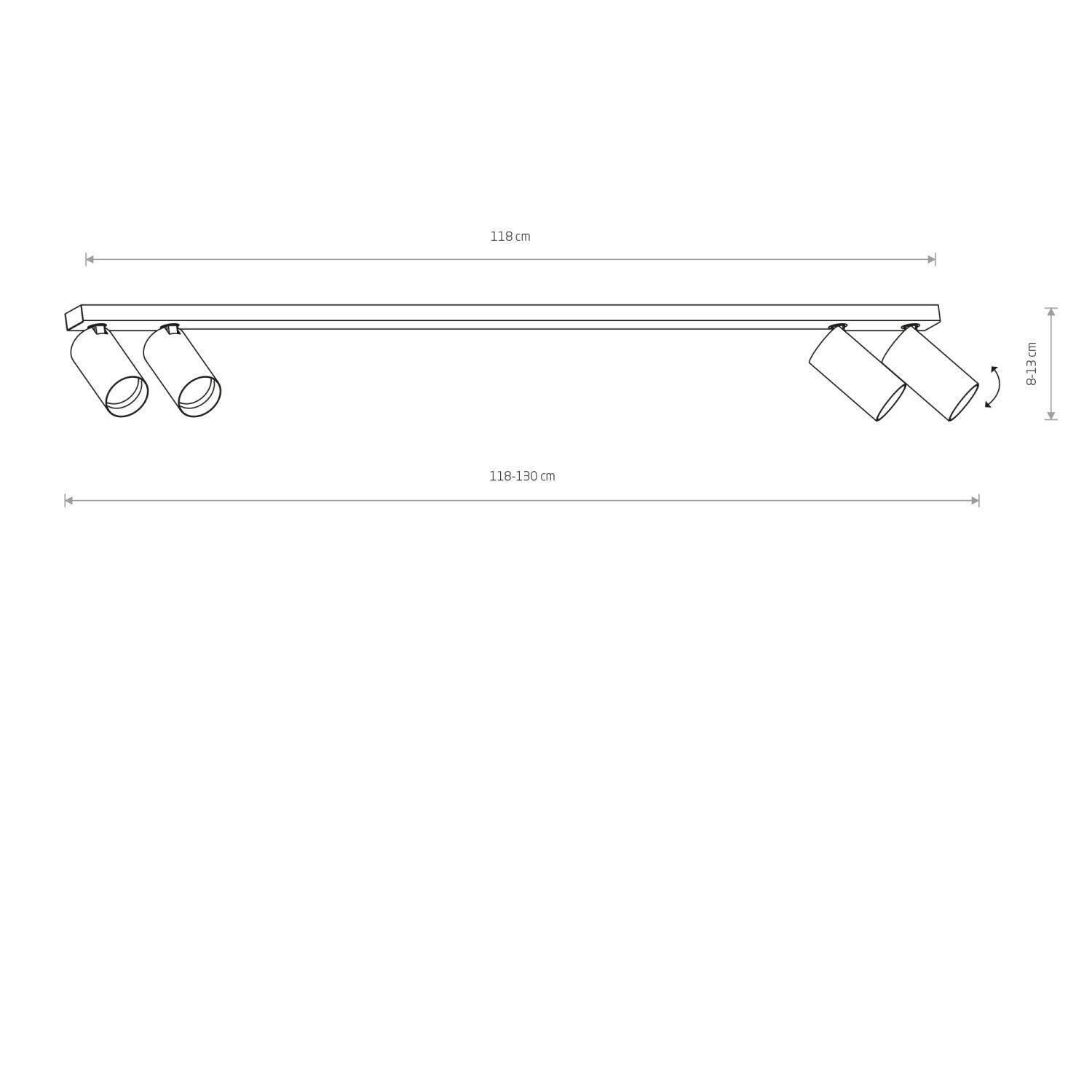 Deckenspot Weiß 4-flammig GU10 verstellbar 118 cm lang