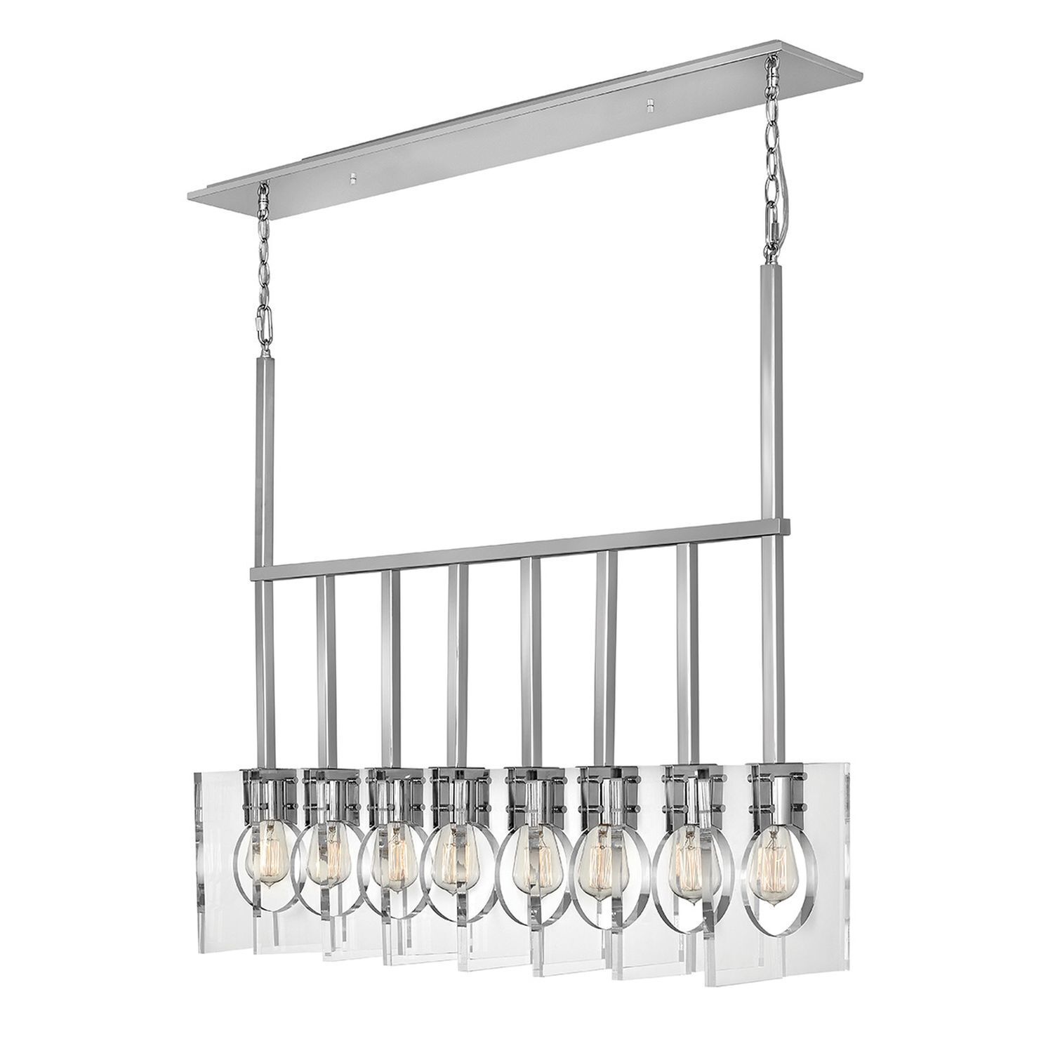 Hängeleuchte länglich H: max. 142,9 cm Nickel poliert E27