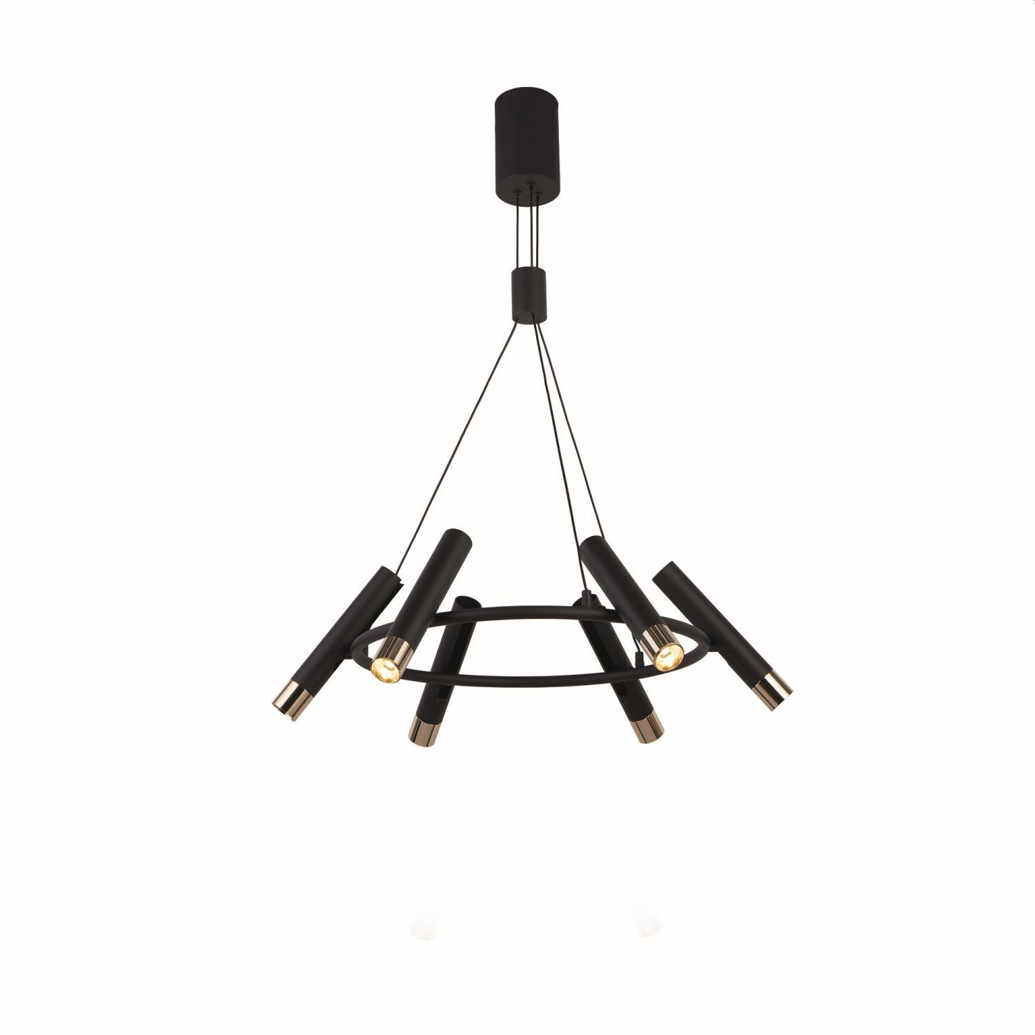 LED Hängeleuchte rund D: 70 cm in Schwarz Gold verstellbar