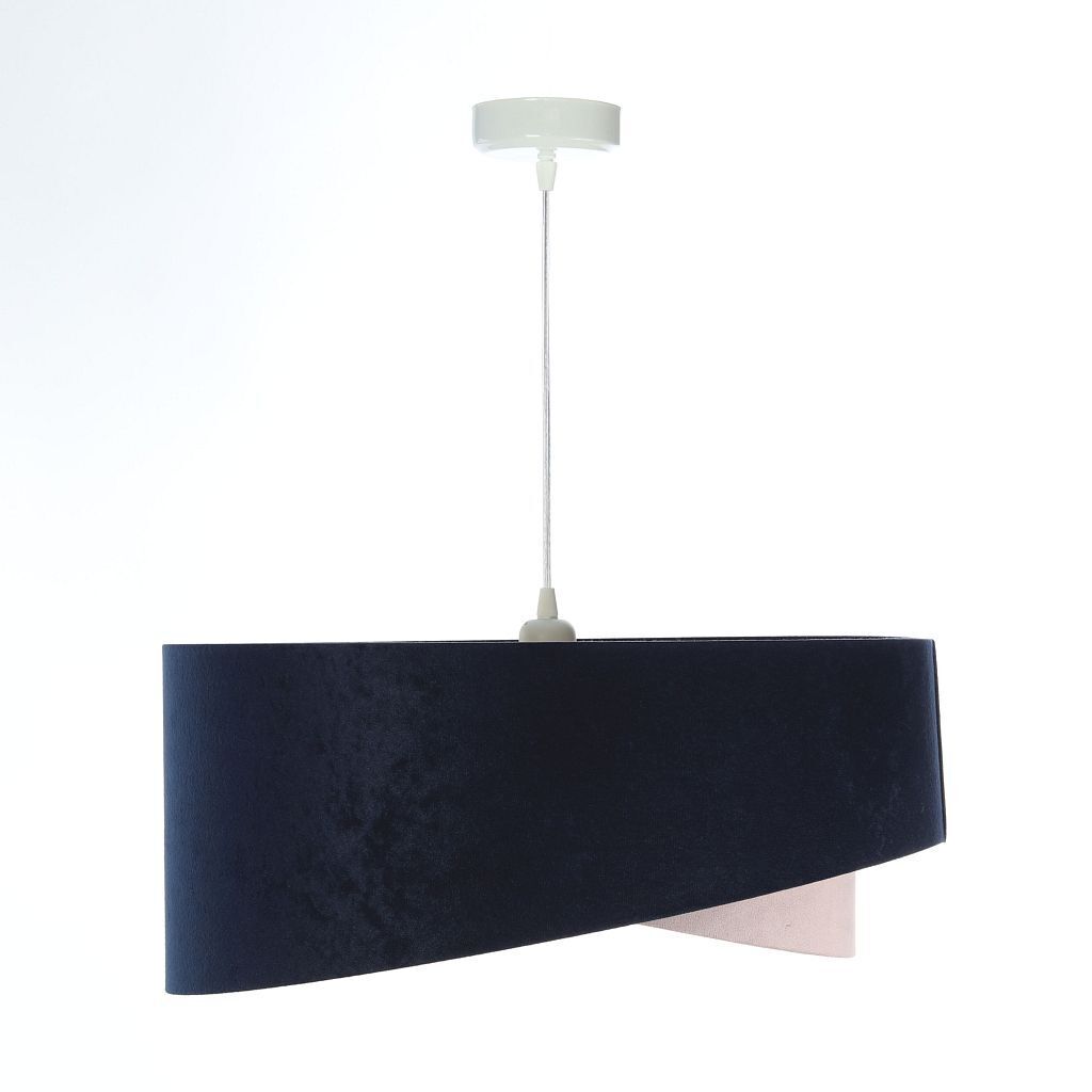 Hängelampe Stoffschirm Blau Rosa Gold E27 rund Ø 50 cm