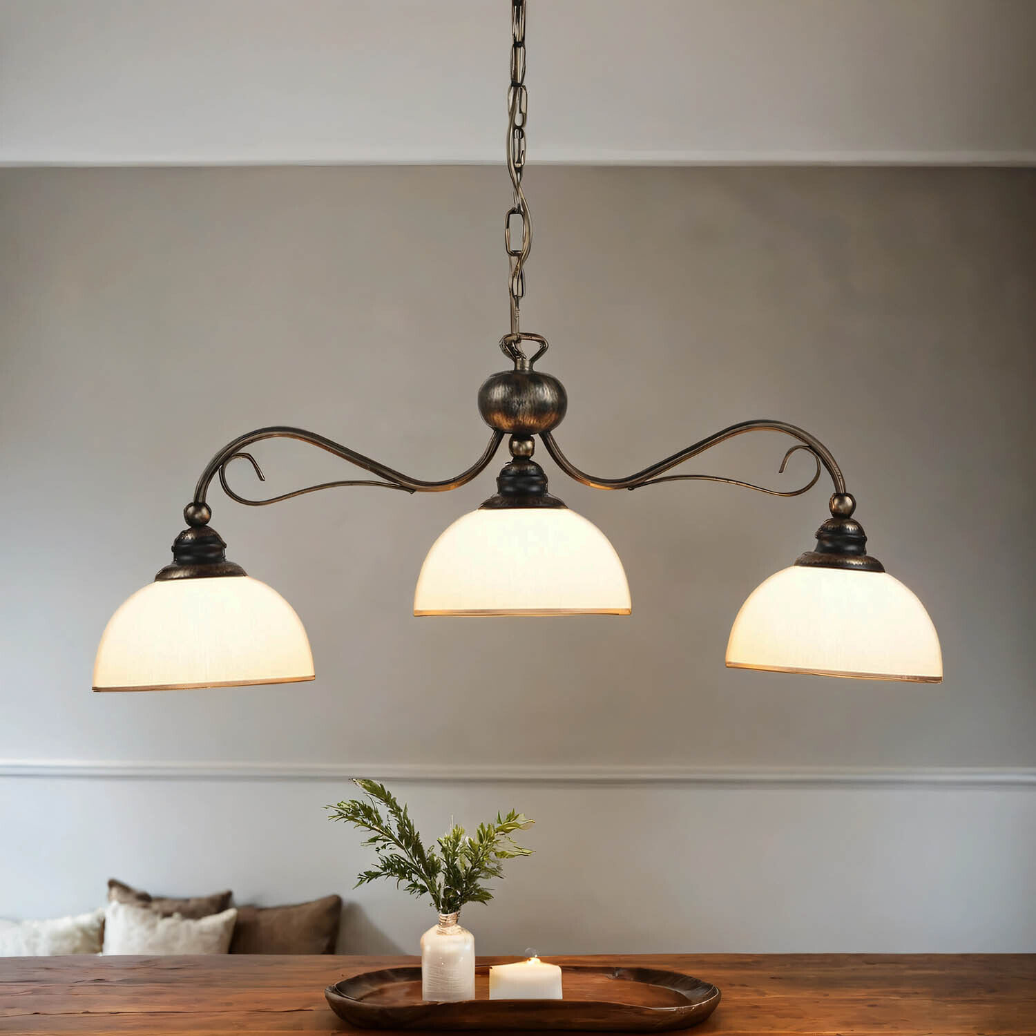 Pendelleuchte in Braun antik L:74cm Esstisch Lampe Lampe, Leuchte