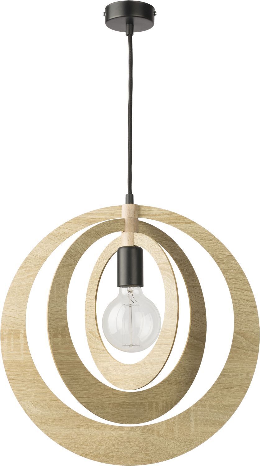 Design Hängelampe Glam aus Holz hell Modern rund