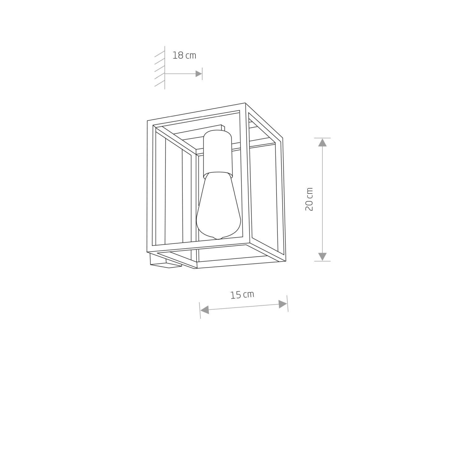 Wandlampe, Kubisches Rahmen-Design, Glühbirne, Beleuchtung, Abmessungen 20 cm x 15 cm x 18 cm