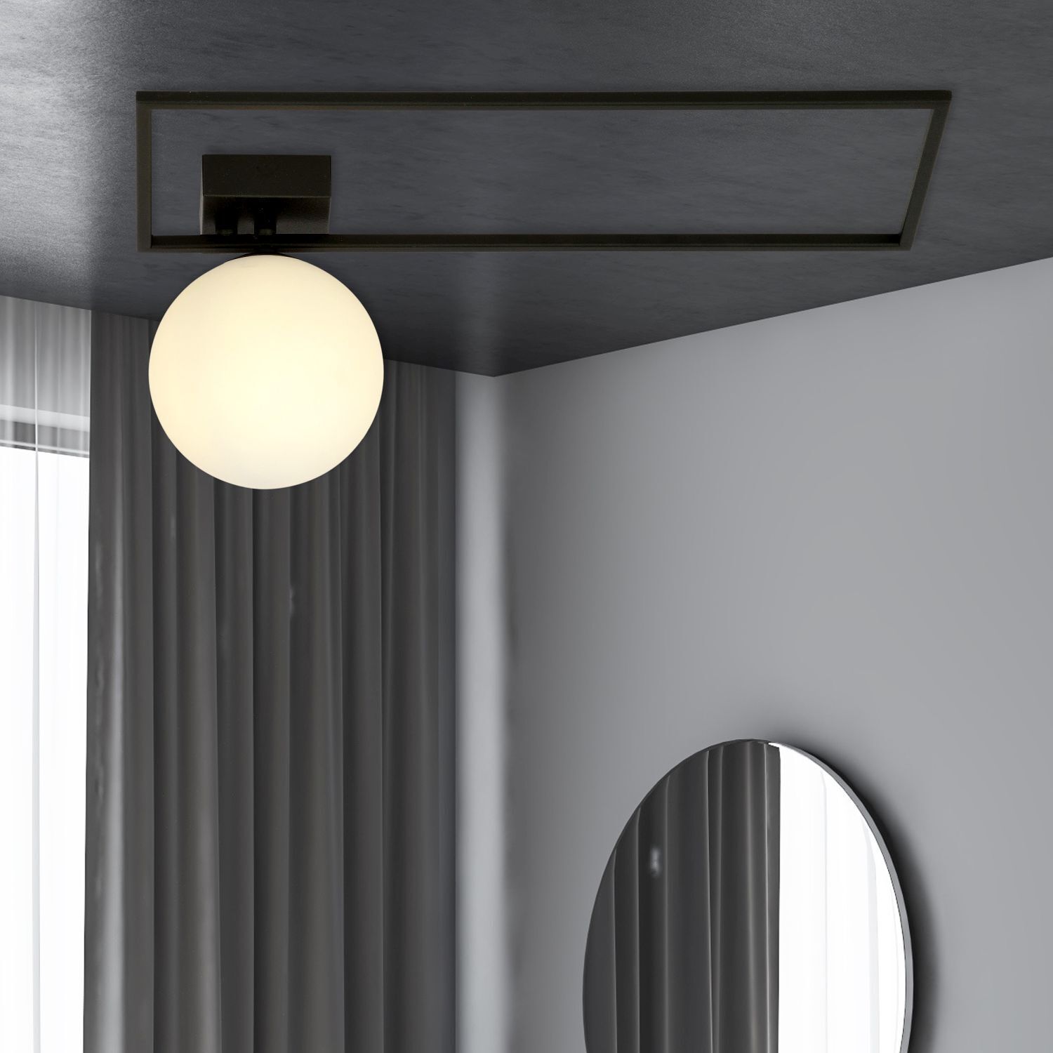Deckenleuchte Glas Metall L: 50 cm Schwarz Weiß E14 Modern