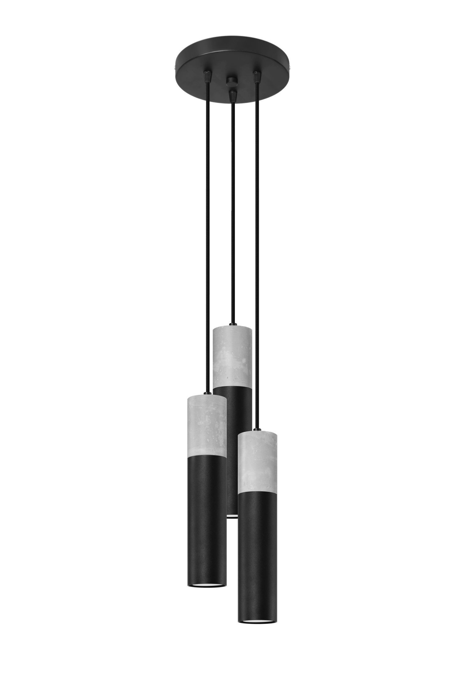 Hängelampe Schwarz Grau Ø 20 cm Metall Beton 3-flammig