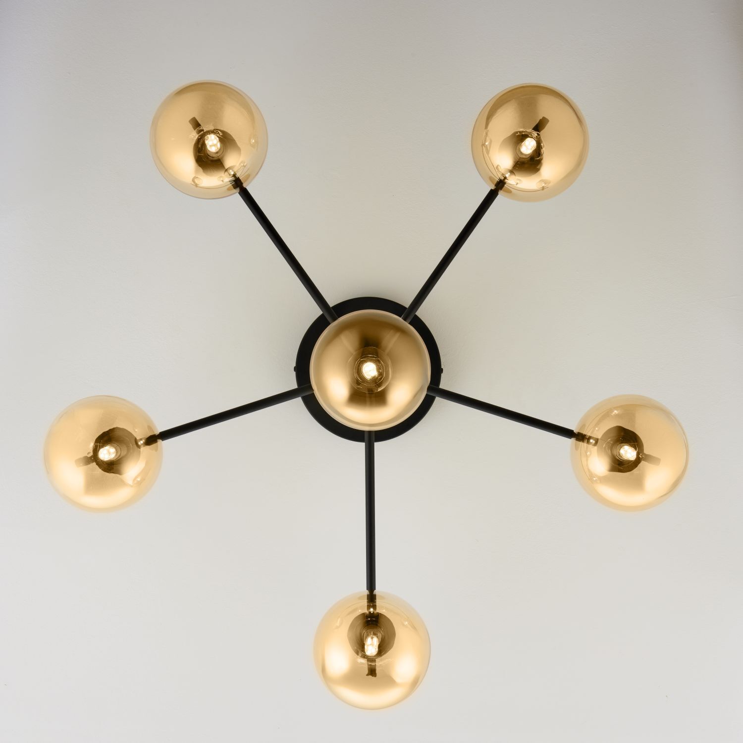 Deckenlampe Glas in Bernstein Metall G9 6-flammig Leuchter, Lampe, Leuchte, Deckenventilator, Elektrisches Gerät