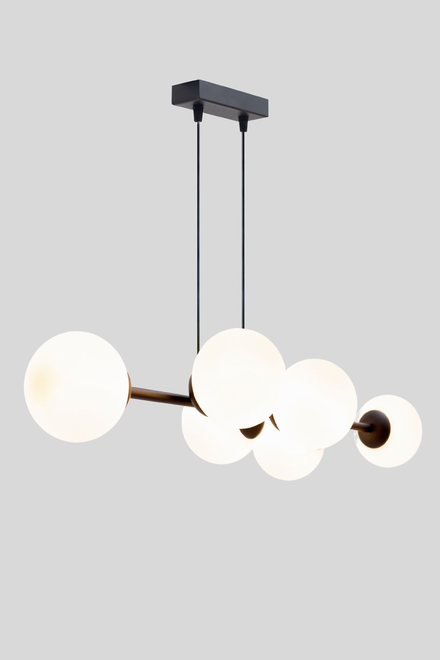Hängelampe blendarm Glas Metall 100 cm lang E27 Schwarz