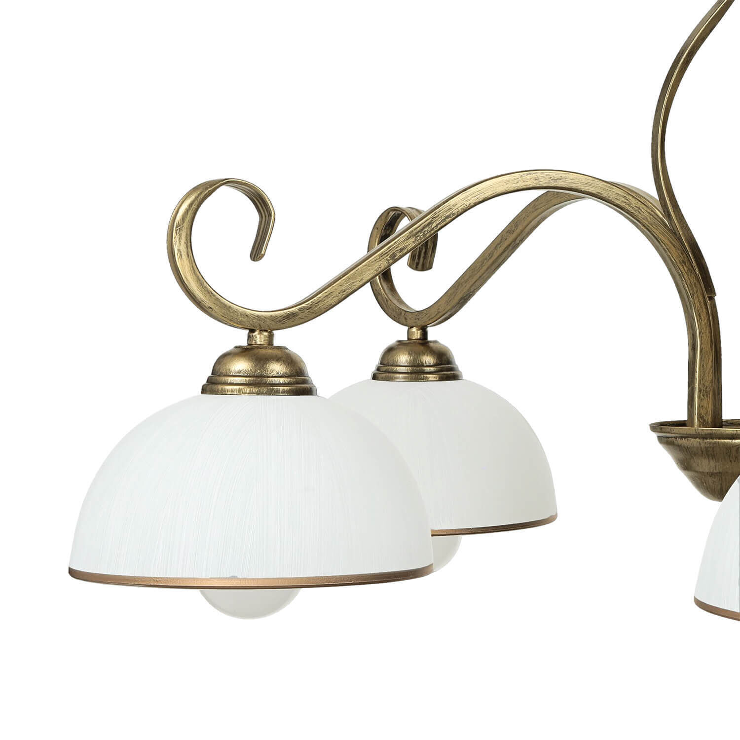 Deckenleuchte Gold Antik Weiß Glasschirm 5-flammig Lampe, Leuchte