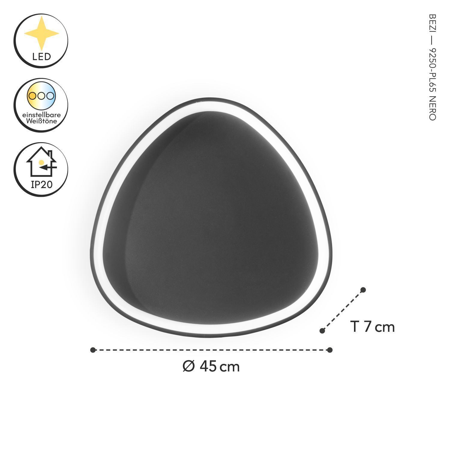 LED, einstellbare Beleuchtung, Weißtone, IP20, Wand- oder Deckenleuchte