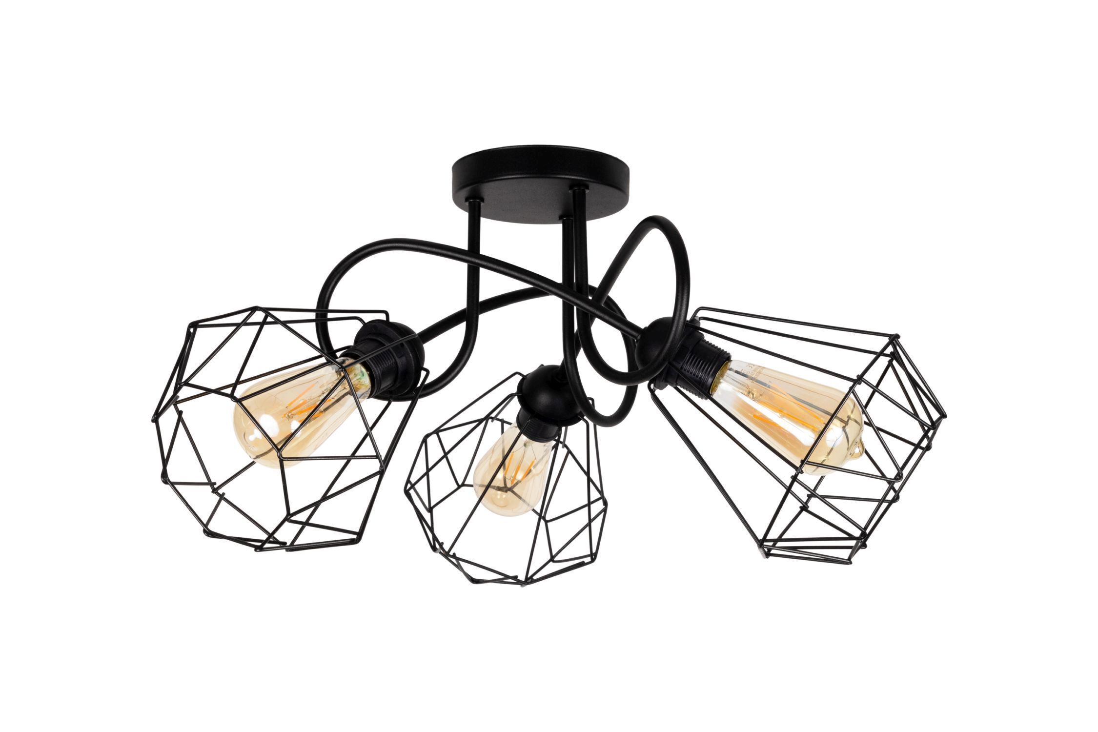 Deckenleuchte, Metall, Geometrisch, Korb-Design, Edison-Glühbirne