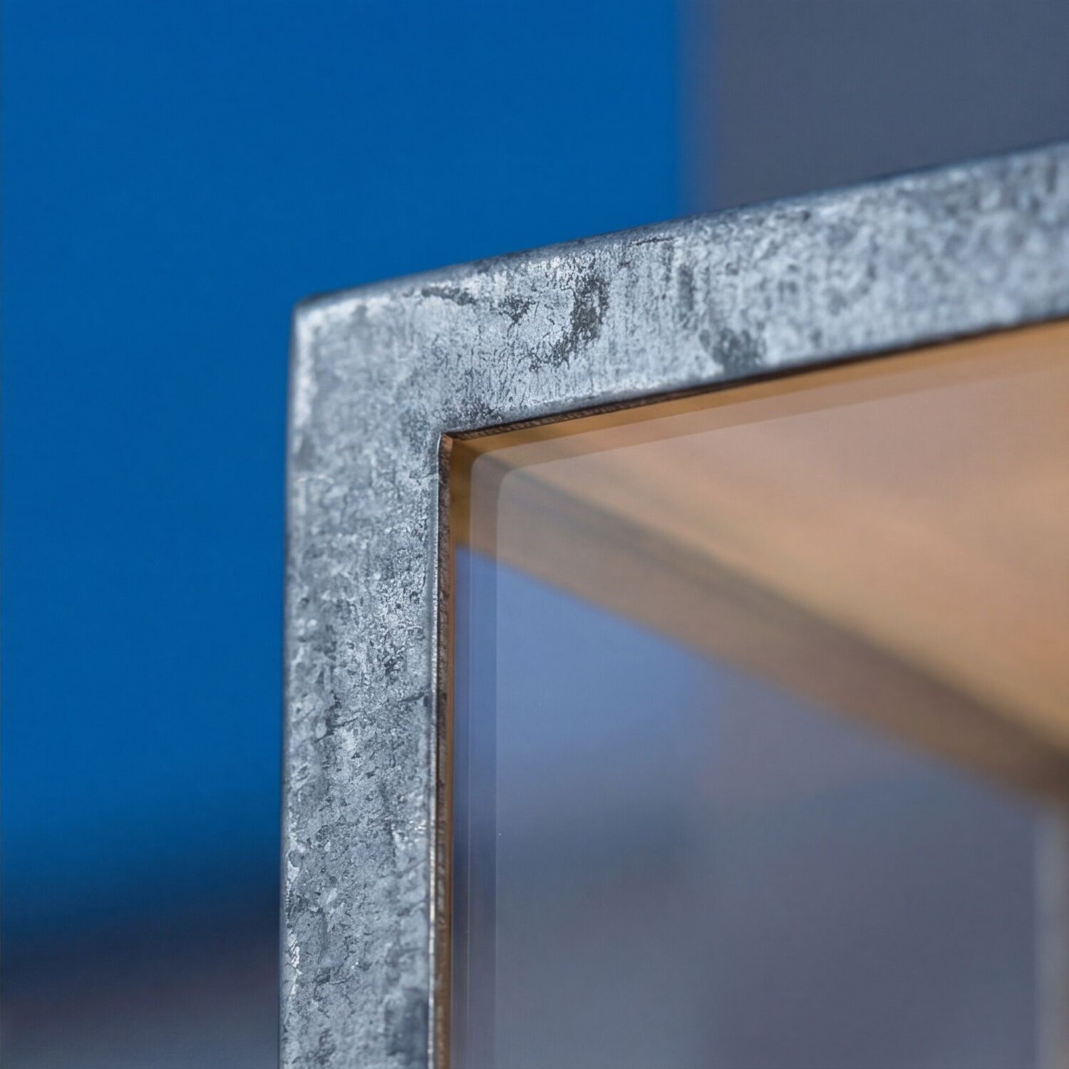 Metallrahmen, Eisenoptik, Rahmen, Glasfenster, marmorierte Textur