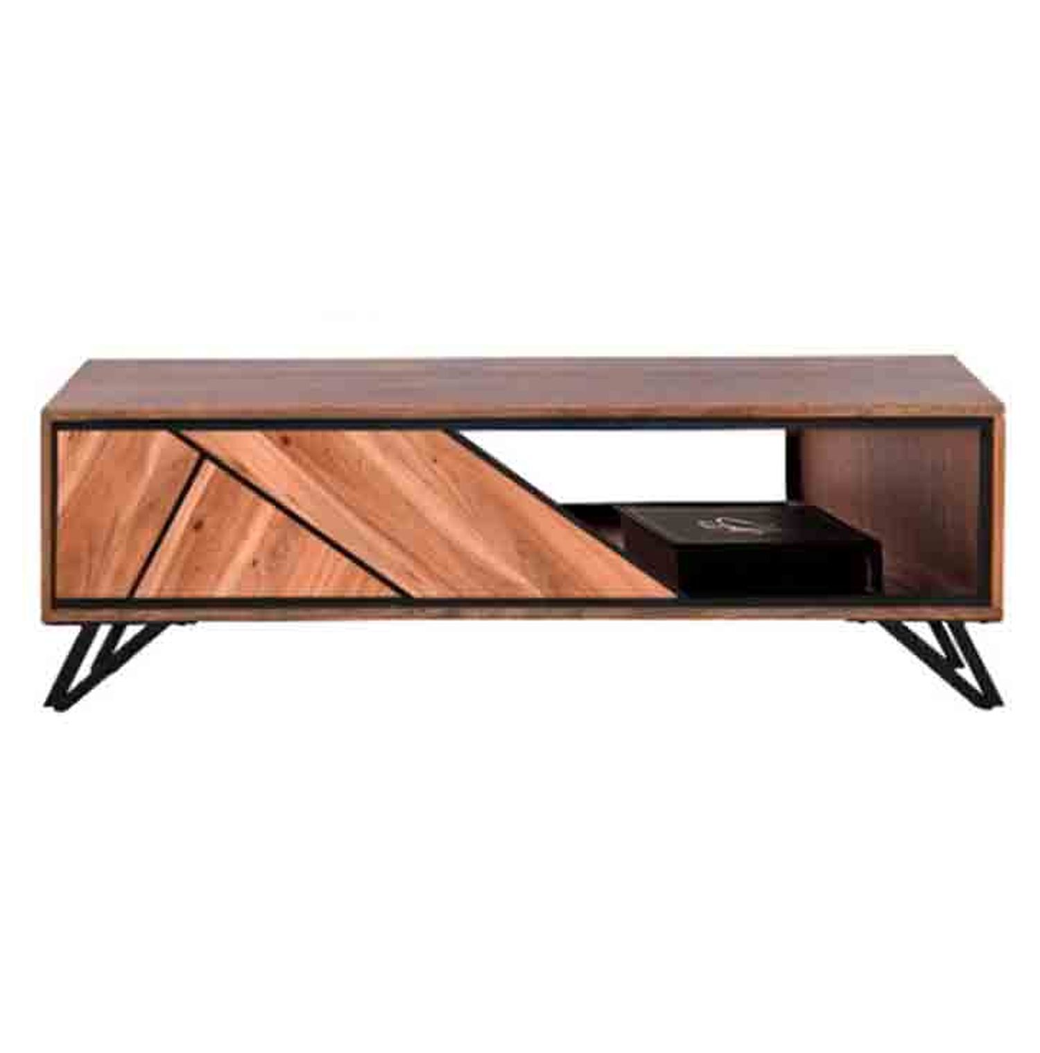 Couchtisch 120 cm Holz Metall mit Schubladen MONRO