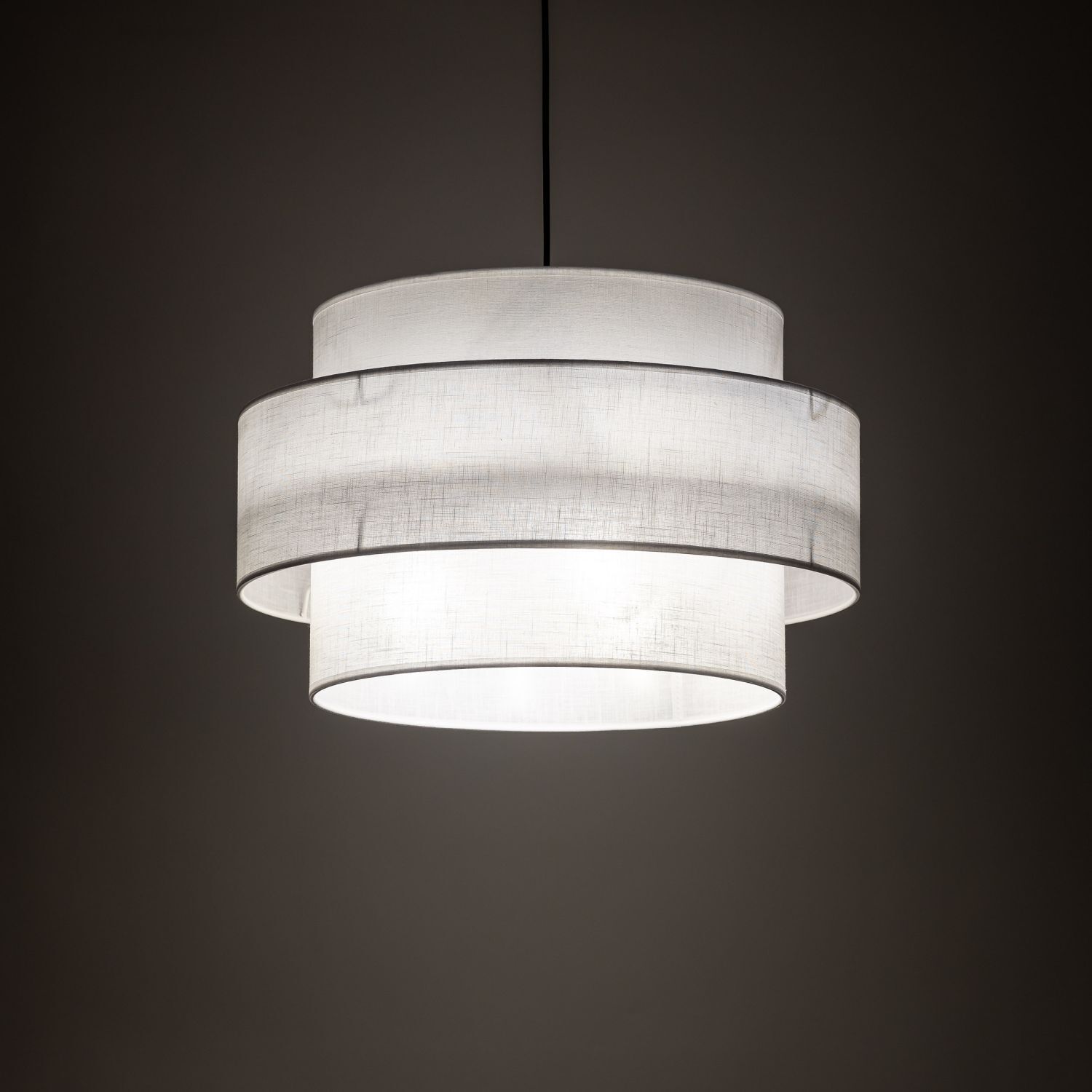 Pendelleuchte Stoff Weiß Ø 50 cm H: max. 160 cm 3x E27 Lampe, Kronleuchter, Klebeband, Deckenleuchte