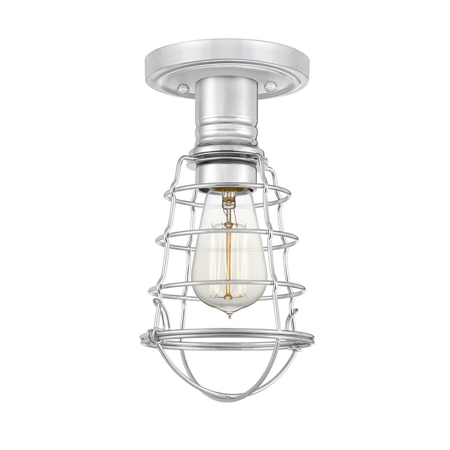 Deckenlampe klein Metall Ø 14,5 cm in Chrom poliert Vintage