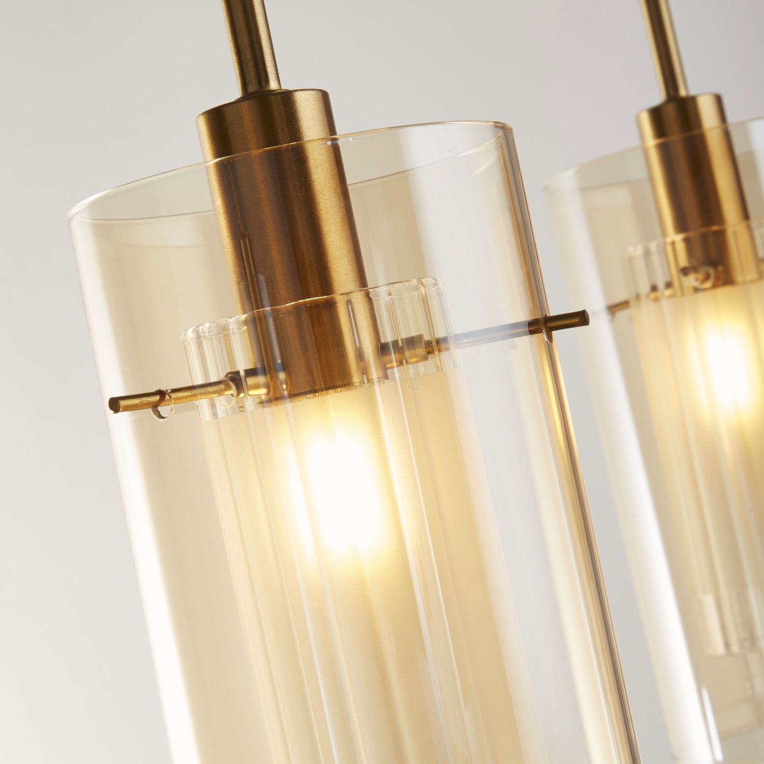 Pendelleuchte 3-flammig in Messing Creme E14 Glas Metall