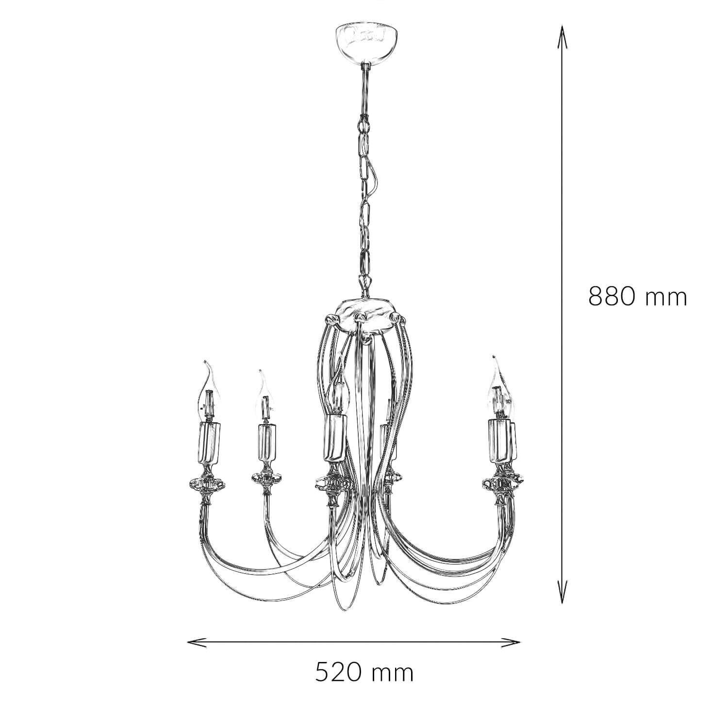 Rustikaler Kronleuchter Metall in Messing E14 6-flammig Leuchter, Lampe