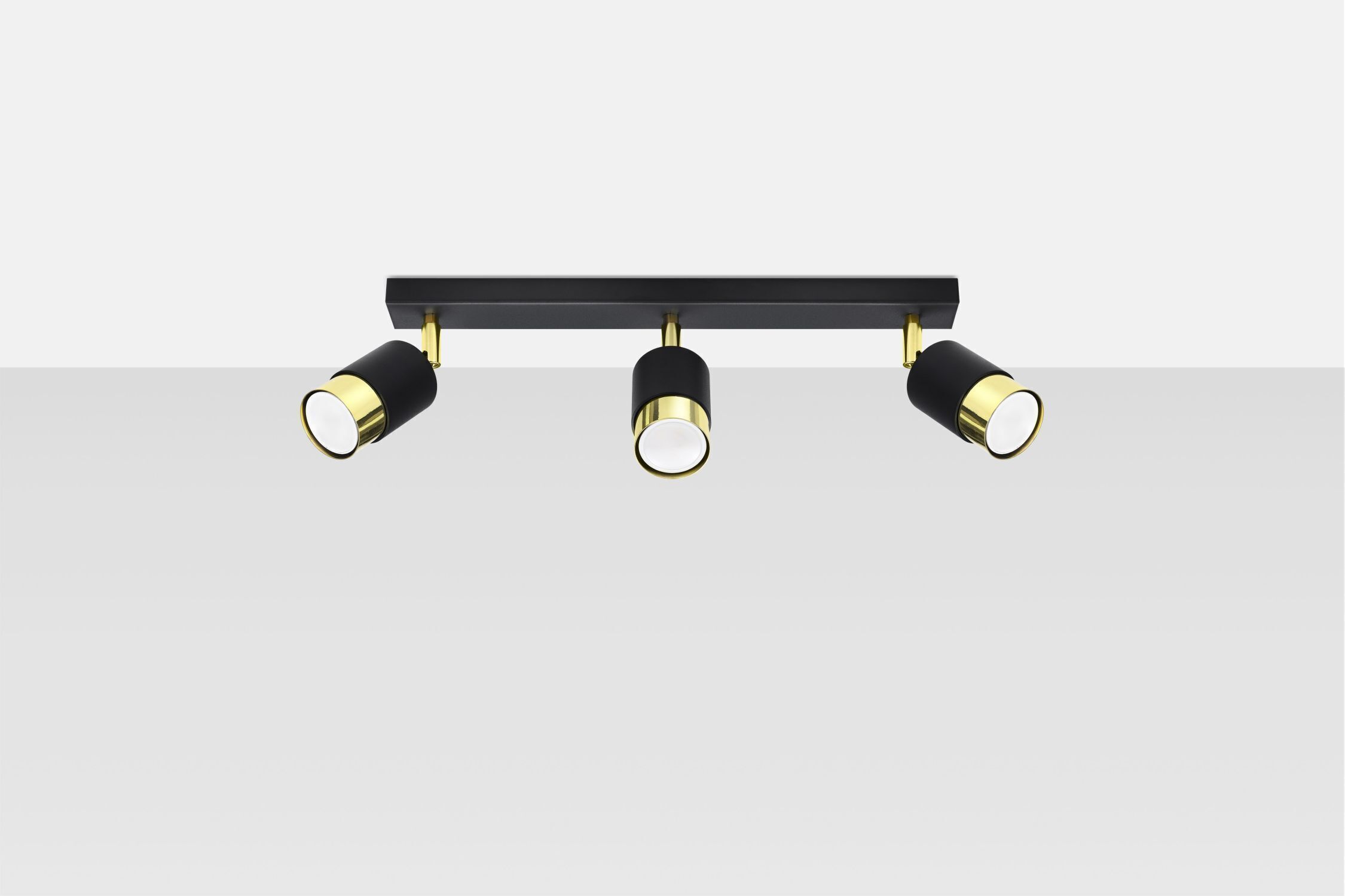 Deckenstrahler Metall Schwarz Gold 3-flammig 45 cm lang Beleuchtung, Leuchte, Deckenleuchte