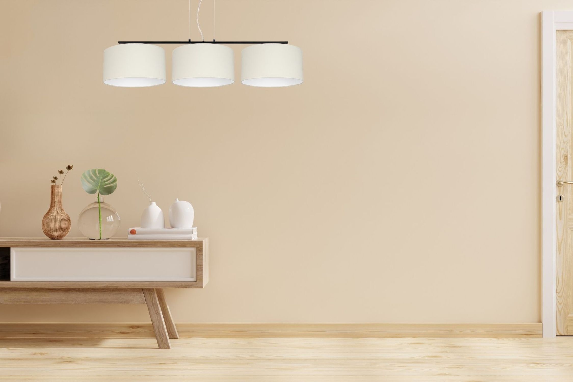Blendarme Hängelampe Stoff Schwarz Ecru E27 L:100 cm