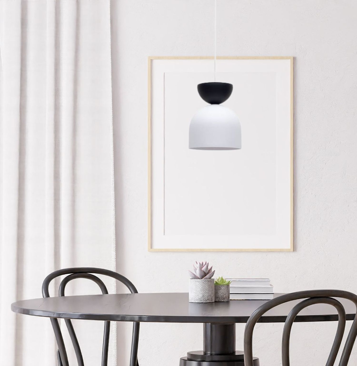 Hängeleuchte Weiß Schwarz Metall Ø17 cm Minimalistisch