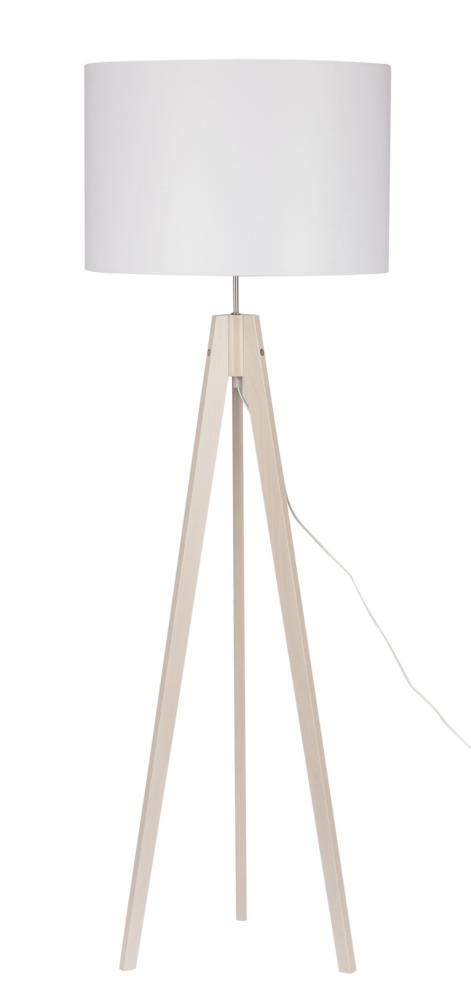 Steh lampe, Tripod lampe, Holzgestell, Weiß lampenschirm, Elektrische lampe