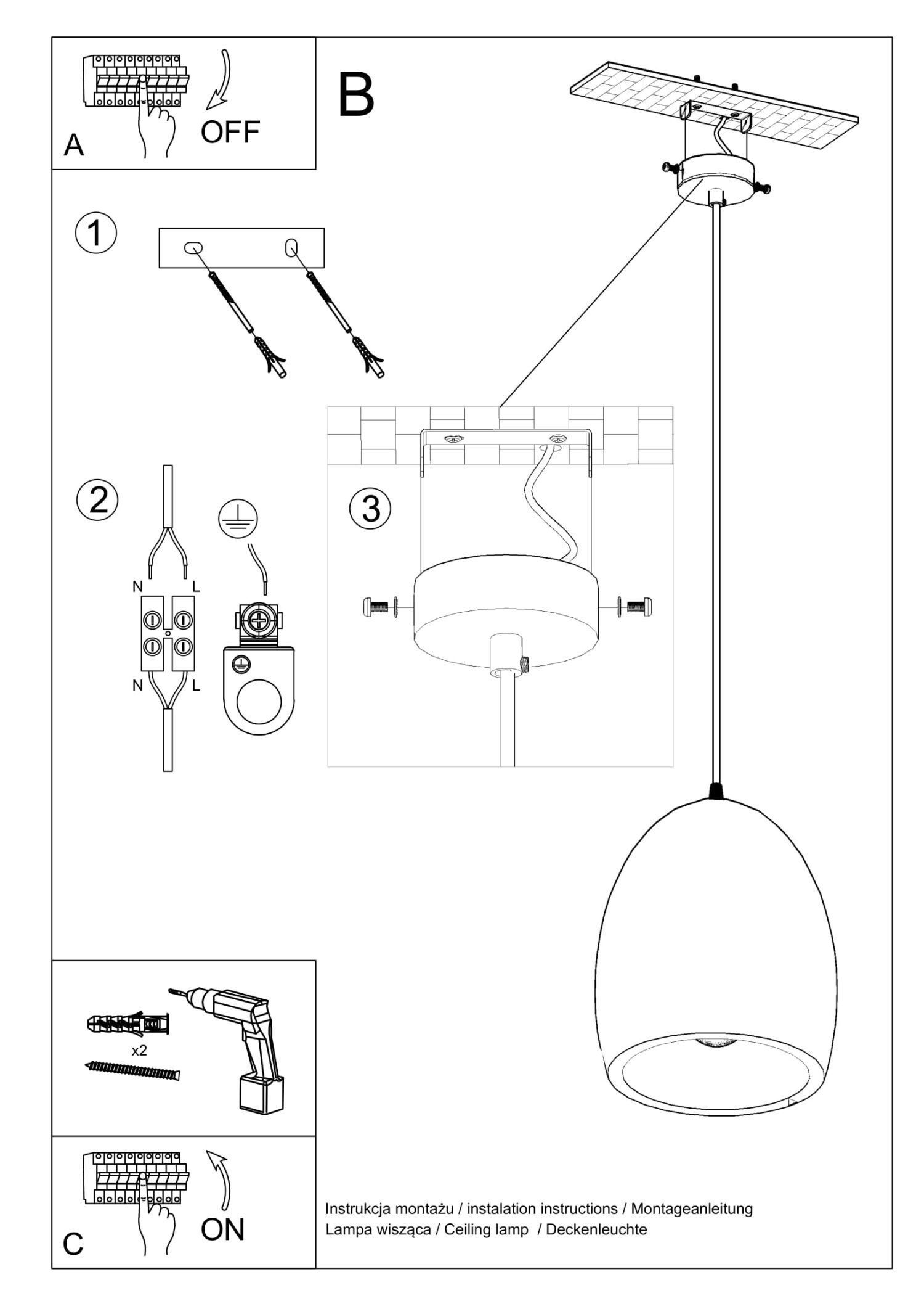 Pendelleuchte Weiß Ø 30 cm Keramik bemalbar E27 TEVEL