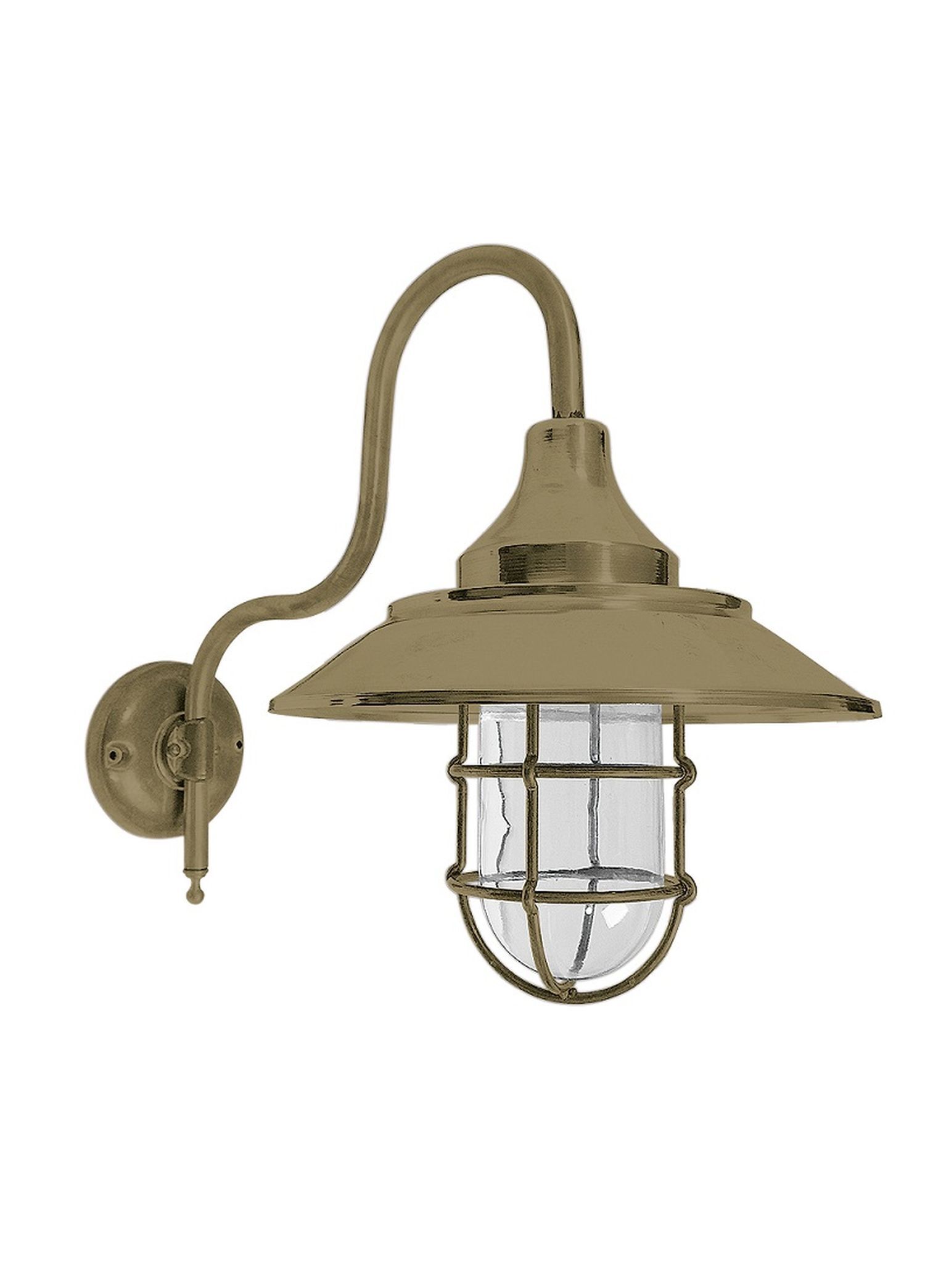 Außenleuchte Wand Echt-Messing Glas H: 44 cm IP44 E27