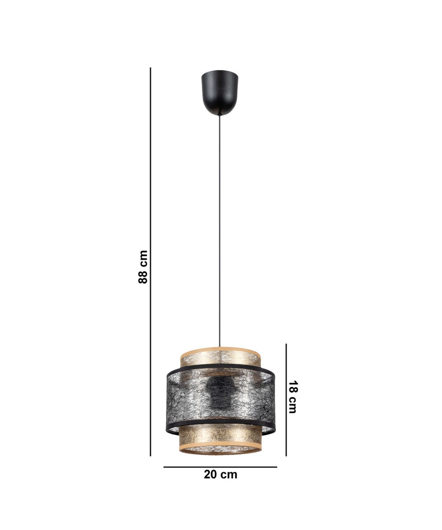 Blendarme Hängelampe Stoff Metall Schwarz Gold Ø20 cm