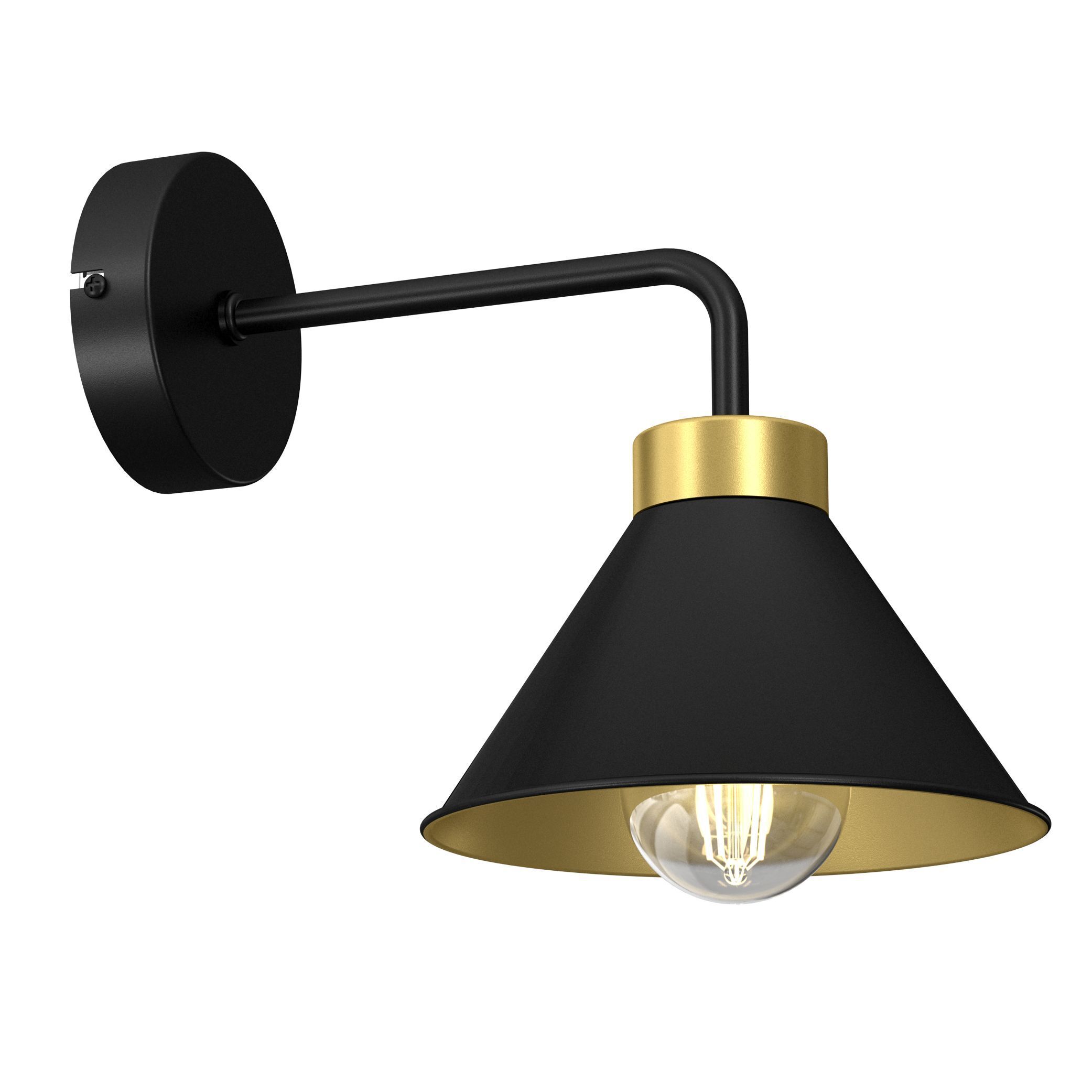 Wandlampe Schwarz Gold E27 Metall Loft Design Lampe, Drinnen, Zimmer, Duscharmatur, Beleuchtung