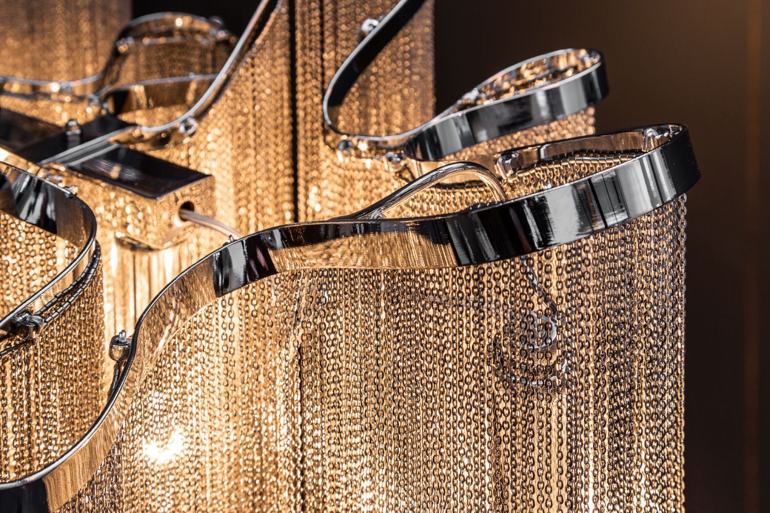 Design Pendelleuchte RIRRE Metall Ketten Silber Esstisch Leuchter, Lampe