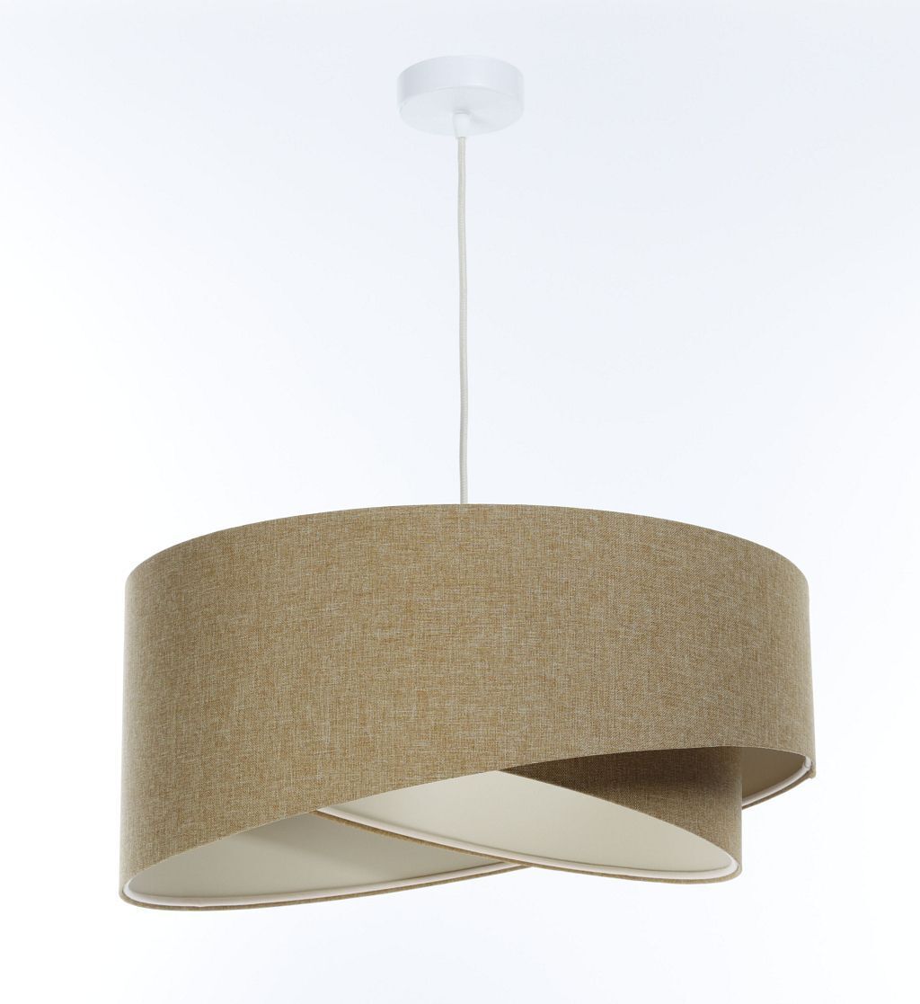 Hängeleuchte Stoff E27 D: 45 cm rund Beige Stoff Modern Lampe