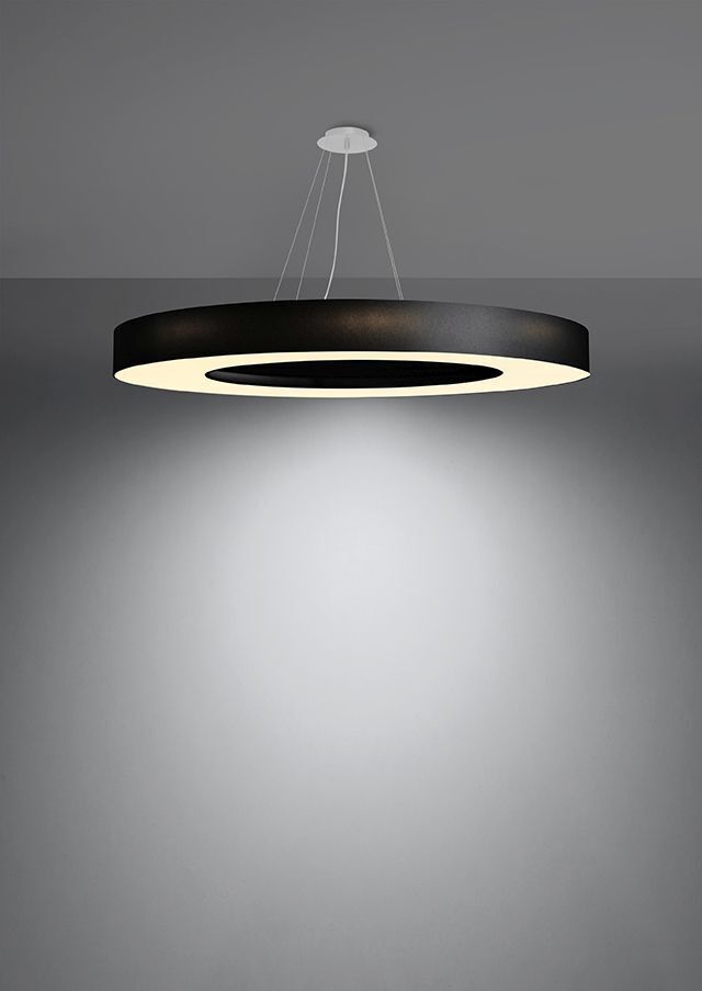 Hängelampe groß Ø 90 cm rund Schwarz Stoff SANNY