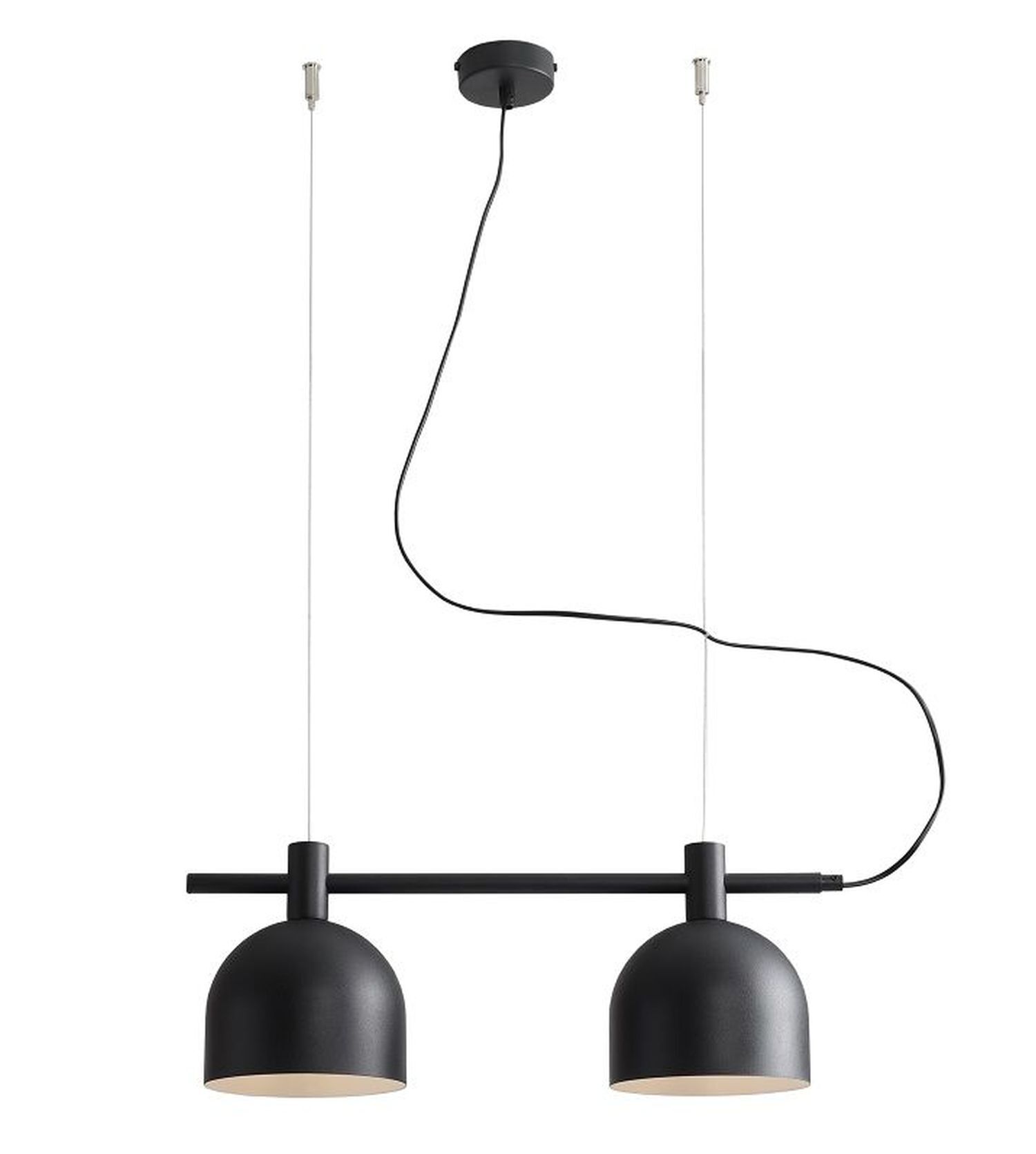 Hängeleuchte 2-flammig E27 Schwarz Metall 52 cm lang