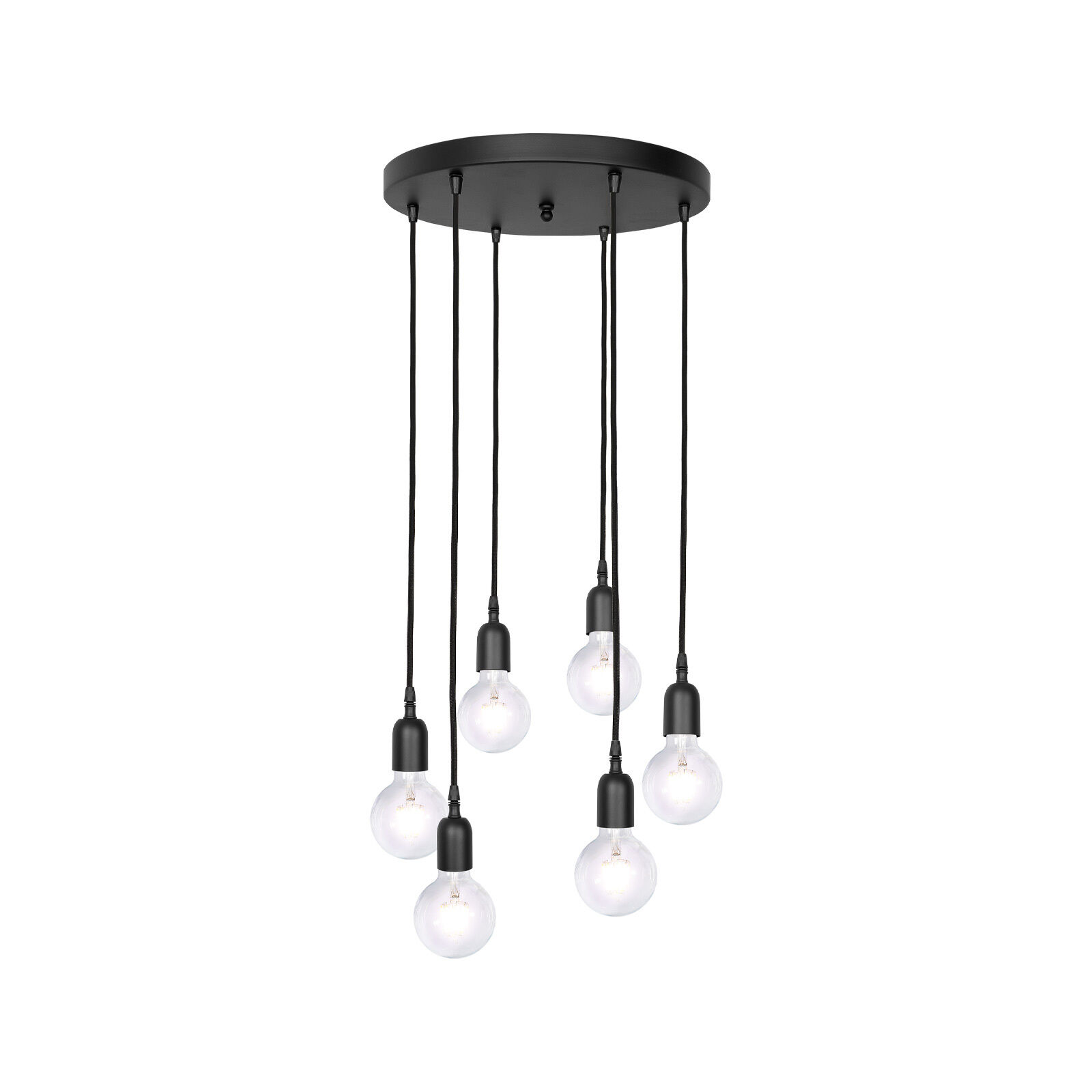 Pendelleuchte Messing Eisen Ø 40 cm 6-flammig E27 Schwarz