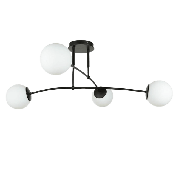 Große Deckenleuchten Deckenleuchte, LED-Deckenlampe, Rund, Vier Glas-kugeln, schwarz