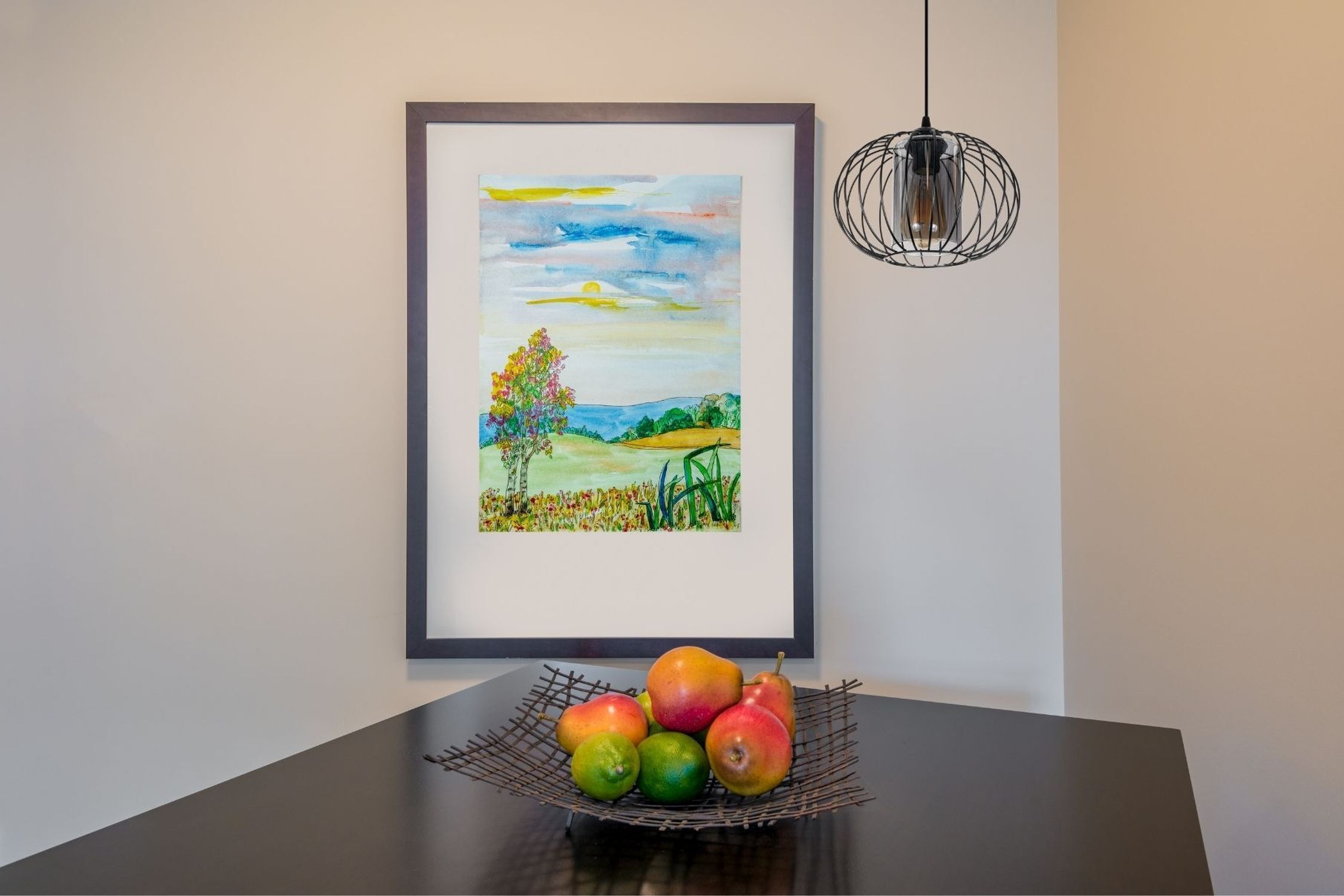 Hängelampe Metall E27 Ø25 cm Schwarz blendarm Retro Kunst, Malerei