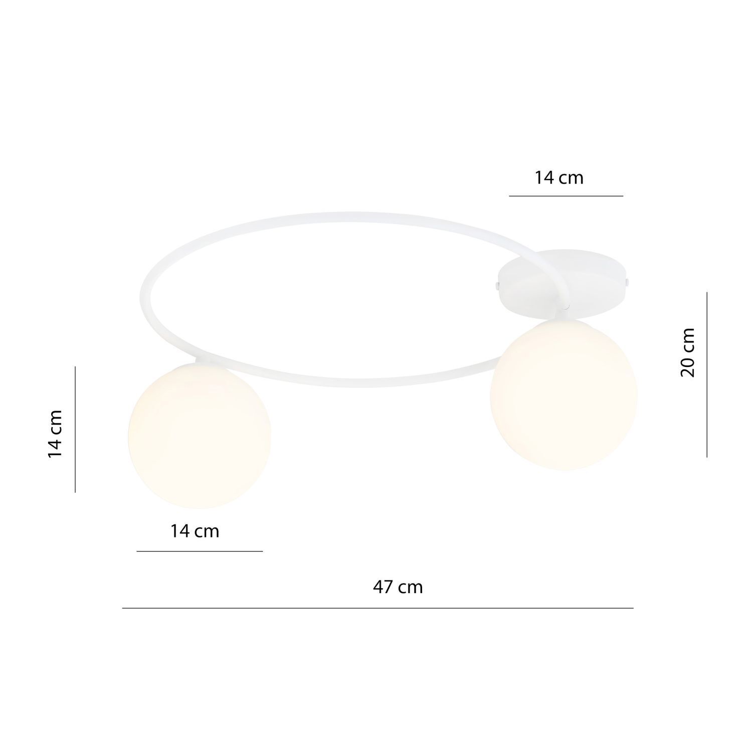 Weiße Deckenleuchte Glas Metall Kugelschirme Ø 47 cm