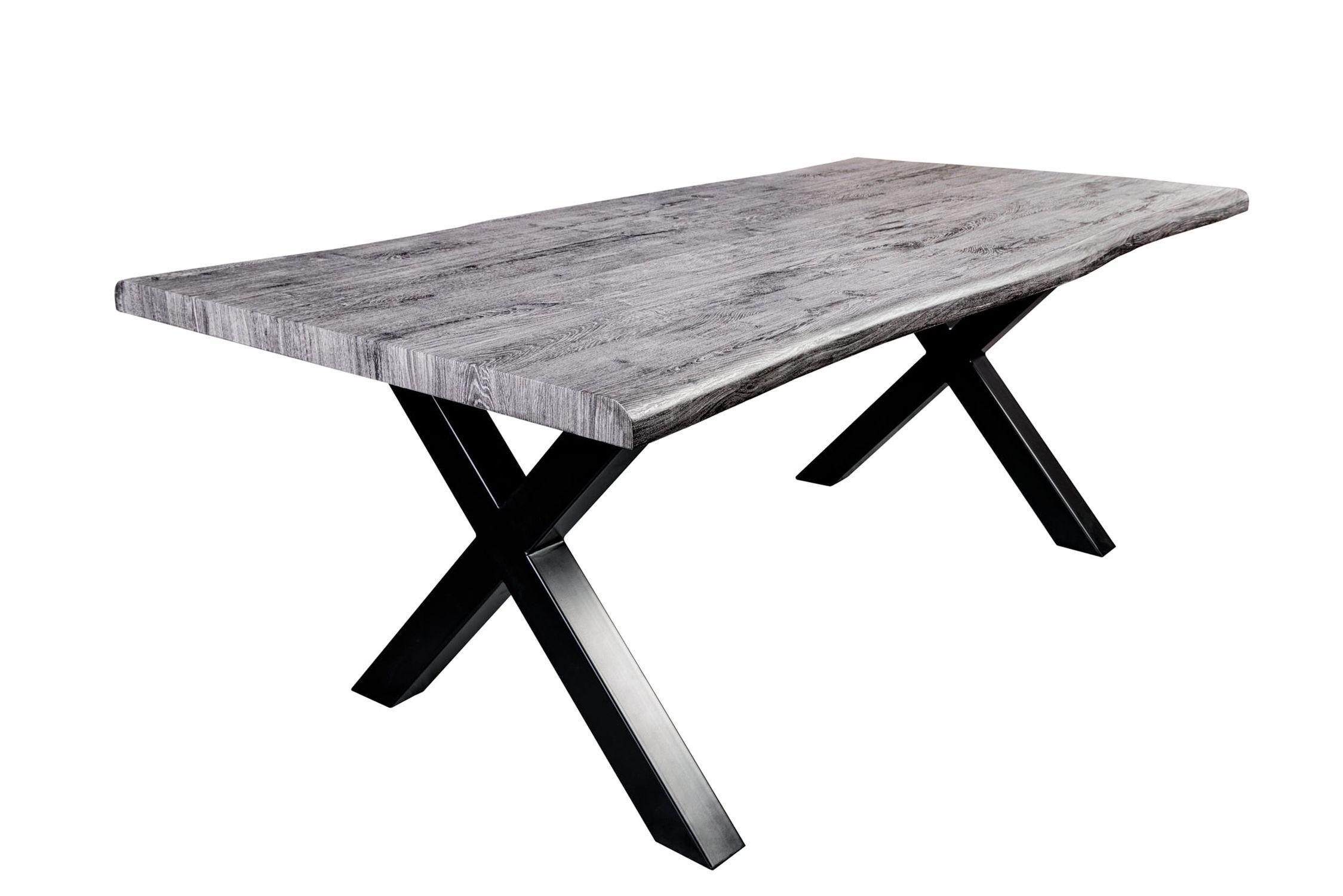 Esstisch in Grau Schwarz 180 x 90 cm Baumkante