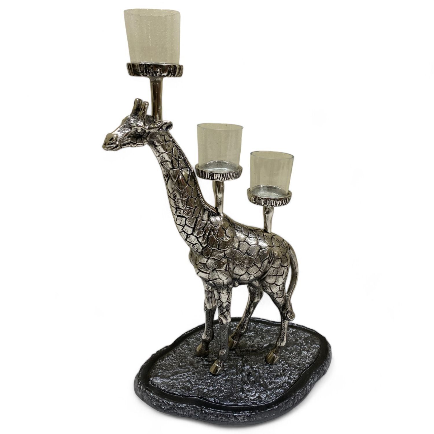 Kerzenständer Giraffe H: 45,7 cm in Silber Creme GARNET Kerze, Kerzenständer